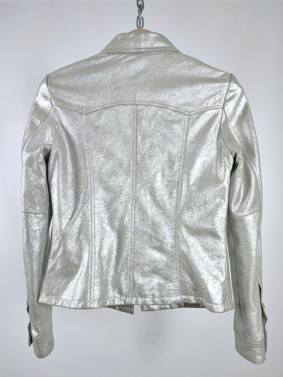 Genuine Leather Goosecraft Crackle Silver Astro Leather Jacket-Shirt Size S / US 4 / IT 40 - 9 Thumbnail