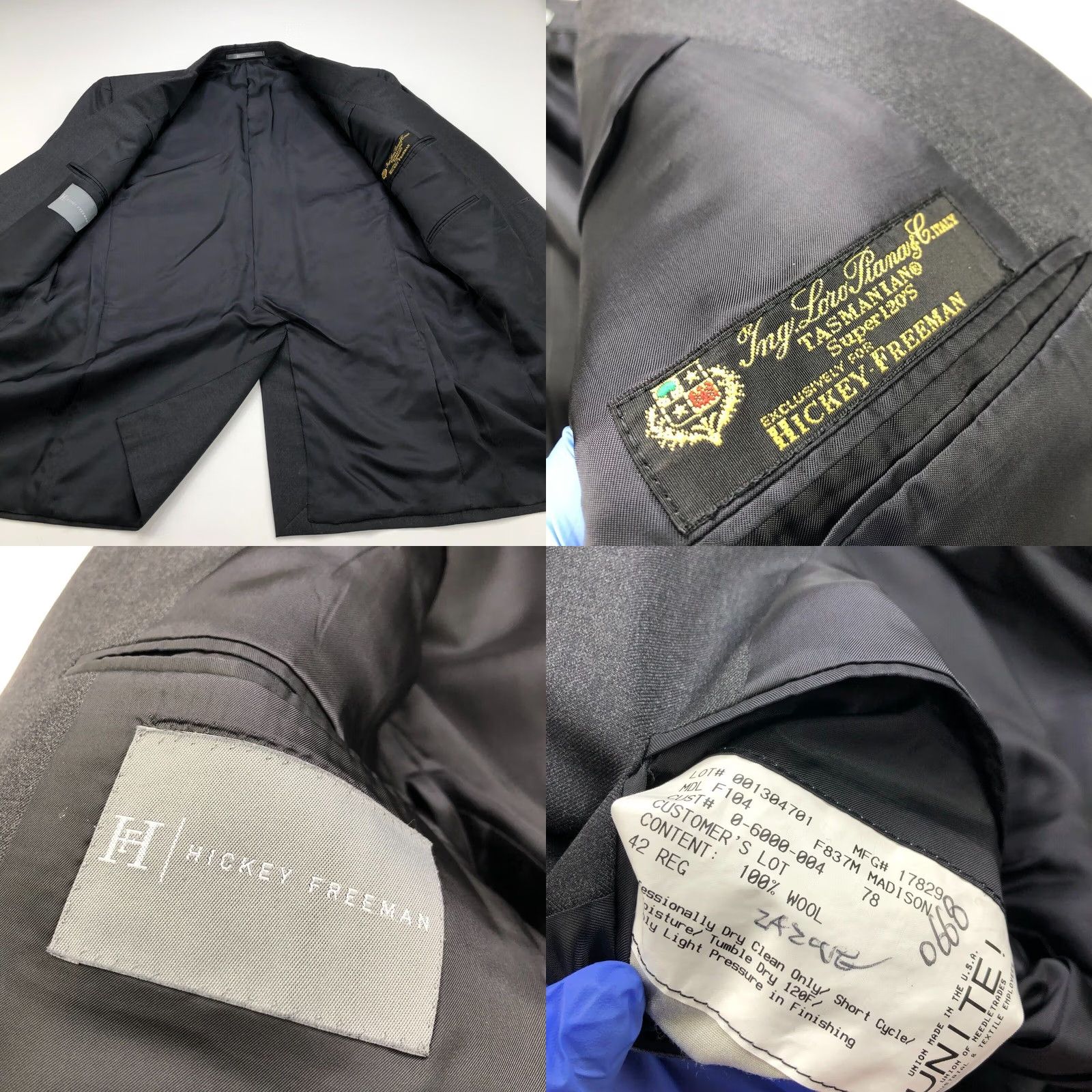 Vintage Hickey Freeman Gray Blazer Sport Jacket 42R Loro Piana Super 120's Tasmanian Men Size 42R - 8 Thumbnail