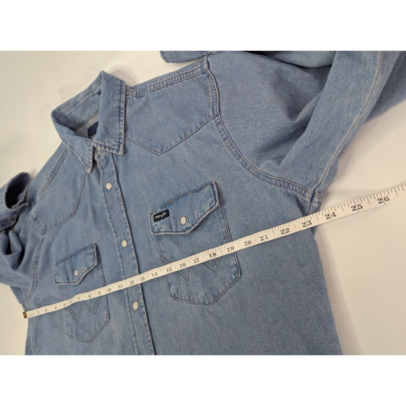 Wrangler Wrangler Cowboy Stone Wash Denim Pearl Snap Farm Work Shirt Size Large Size US L / EU 52-54 / 3 - 7 Thumbnail