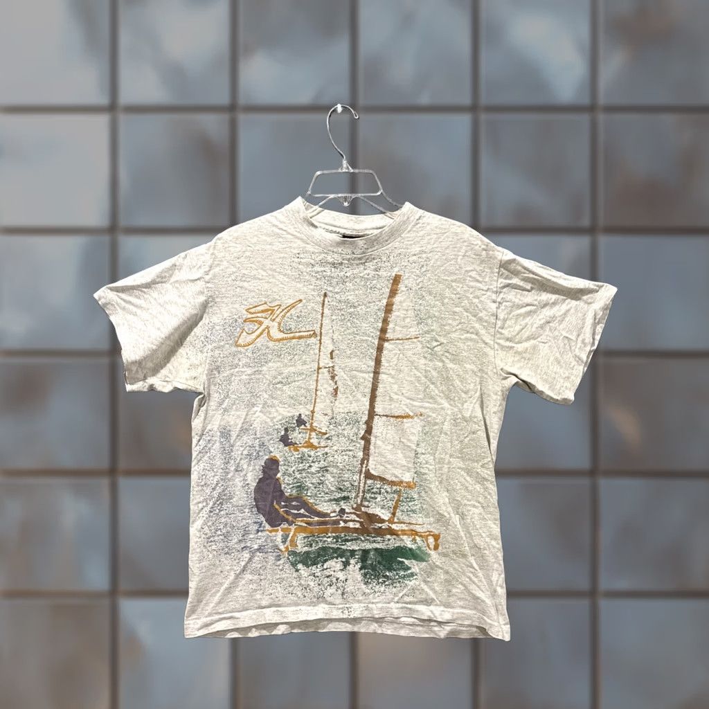 Vintage VINTAGE Hobie 90s Sailing Ocean Surf AOP Gray Men's Short Sleeve T-Shirt M Size US M / EU 48-50 / 2 - 1 Thumbnail