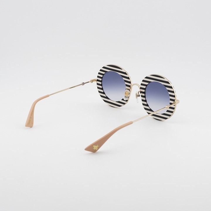 Gucci Gucci GG0113S 008 Sunglasses Black Round Frame, Blue Size ONE SIZE - 10 Thumbnail