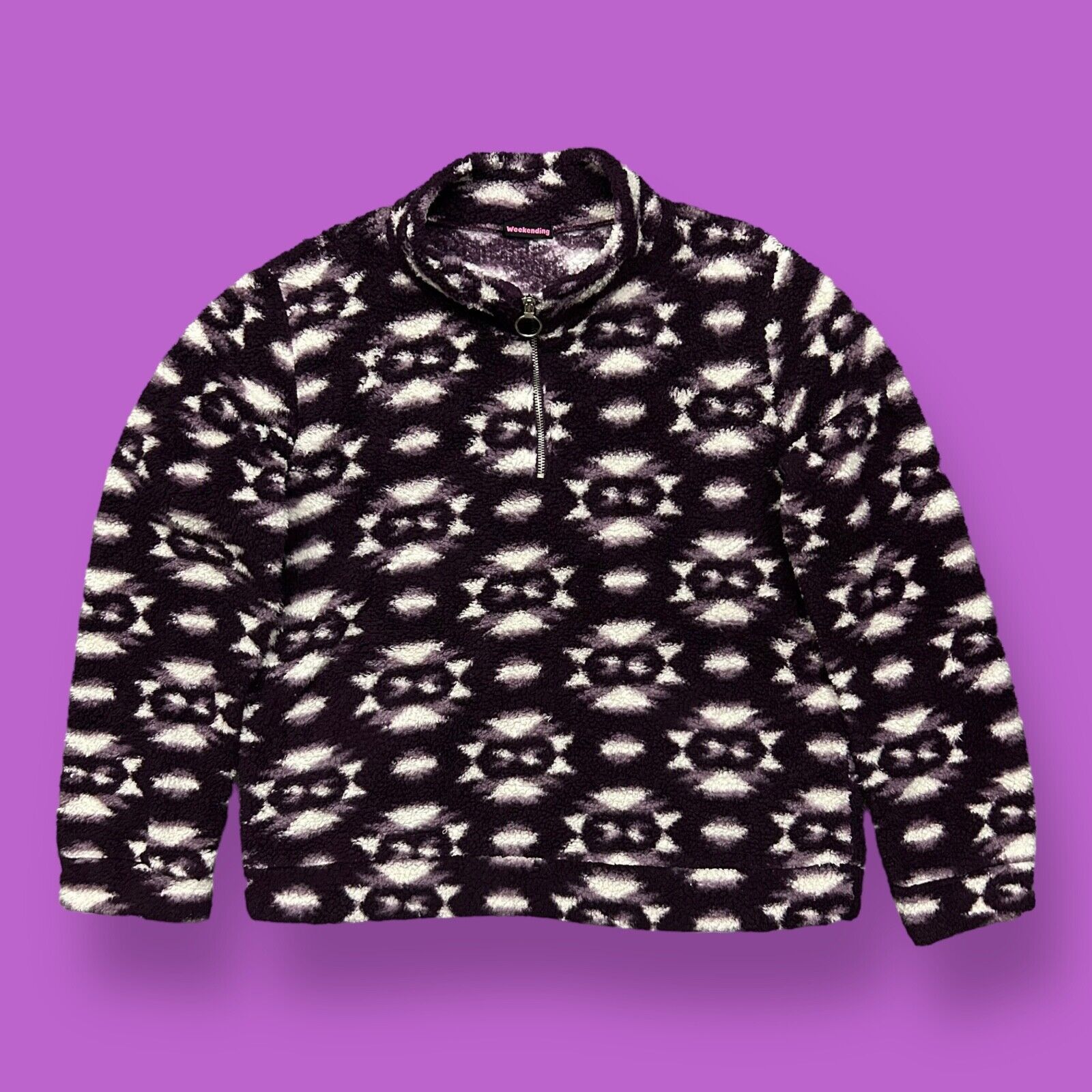 Vintage Fleece Jacket 1/4 Zip Pullover Soft Lightweight y2k Purple Size M / US 6-8 / IT 42-44 - 1 Thumbnail