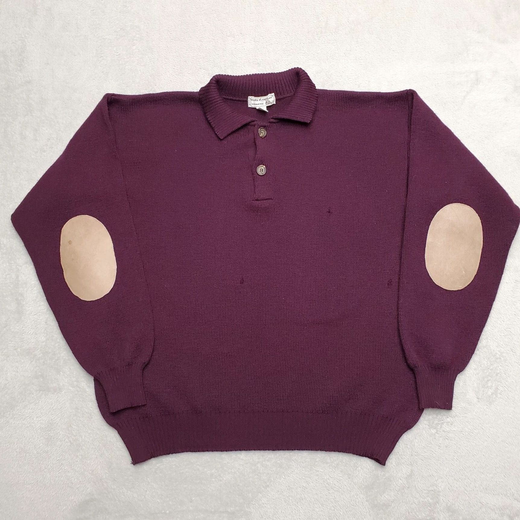 Vintage VINTAGE Tricots St Raphael Sweater Men XL Plum 100% Virgin Wool Collared Pullover Wool Knit Solid Long Sleeve Casual Mens Size US XL / EU 56 / 4 - 2 Thumbnail