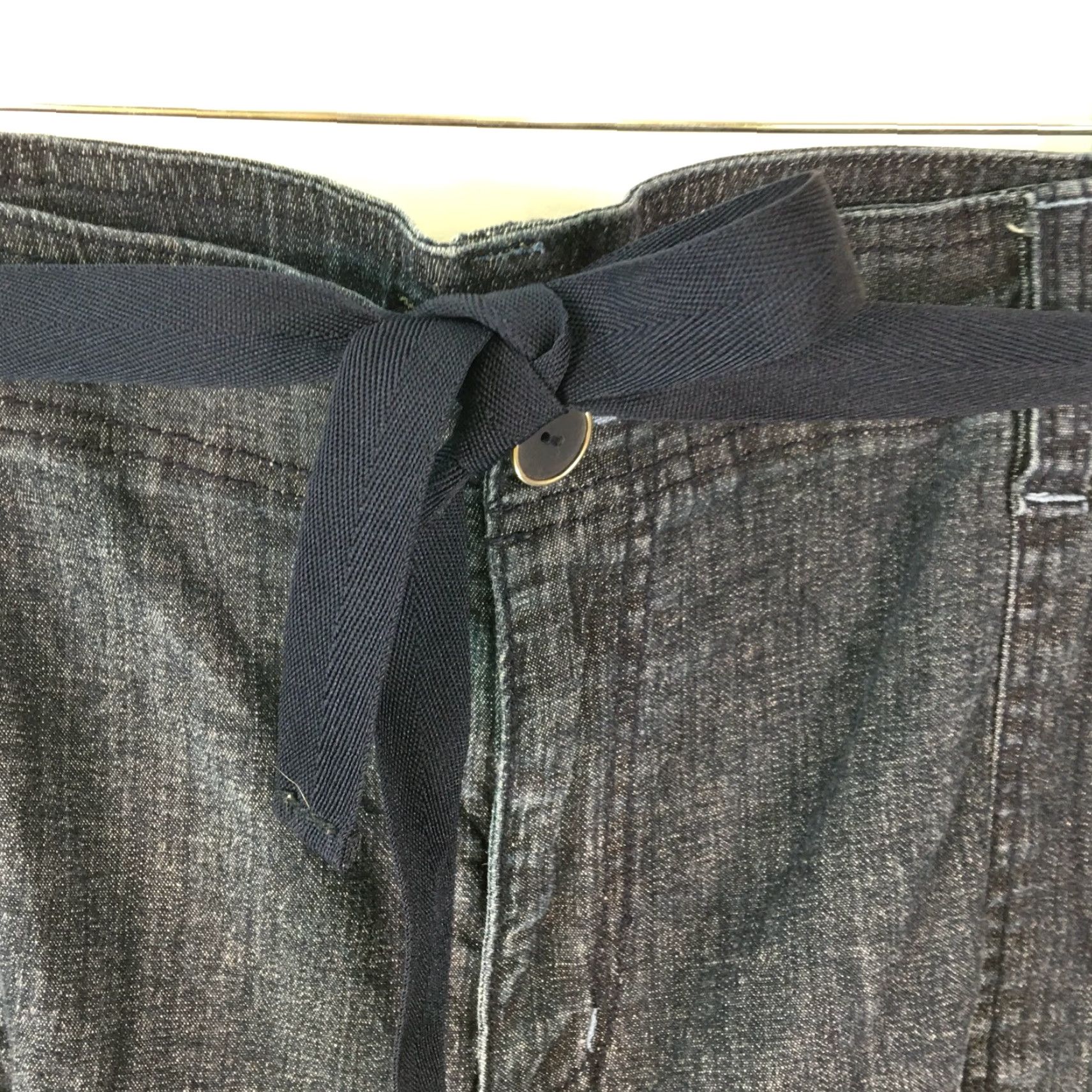 Denime Venezia Denim Capri Jeans Belted Cropped 26 Plus Adult Womens Dark Wash Blue 90s Style Jeans Womens Size 26" / US 2 / IT 38 - 3 Thumbnail