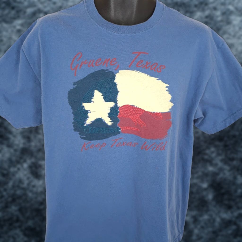 Gildan Gruene Texas T Shirt Mens Size Large Blue Armadillo Travel Destination Size US L / EU 52-54 / 3 - 1 Thumbnail