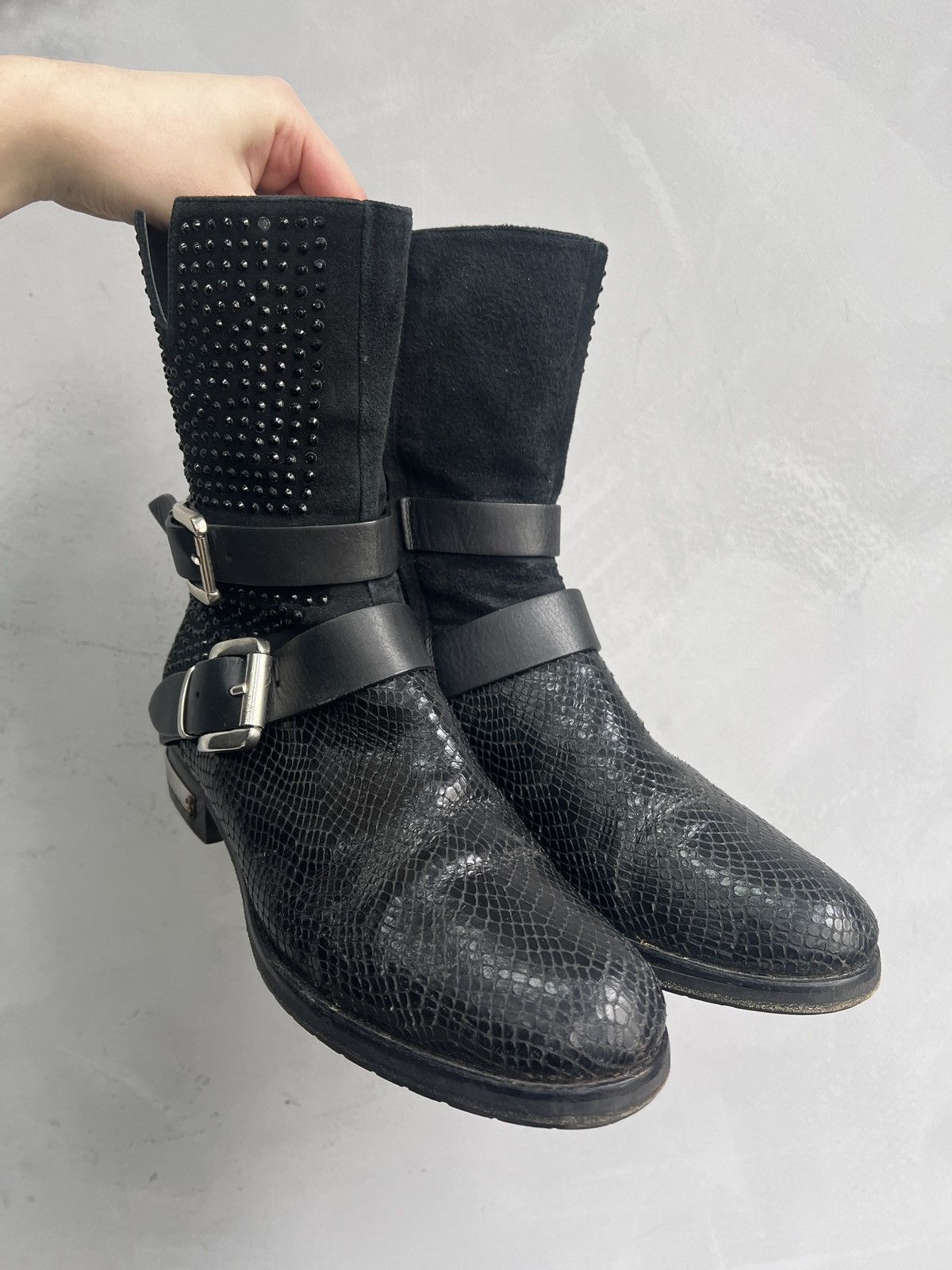 Hedi Slimane Black Studded Biker harley davidson Boots Leather Y2K Size US 7.5 / EU 40-41 - 2 Thumbnail