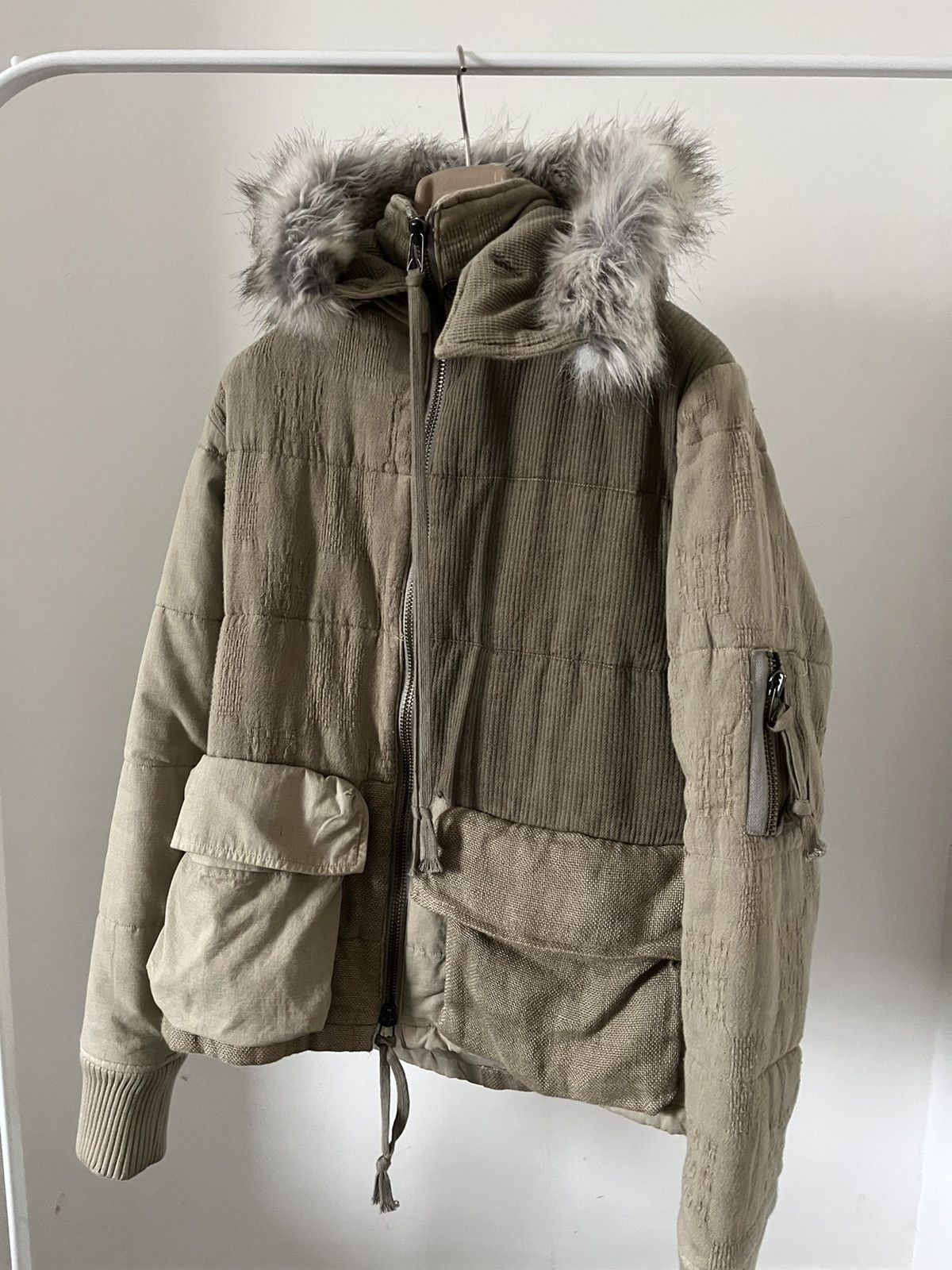 image of Greg Laurent Fur Jacket in Beige, Men's (Size Small)