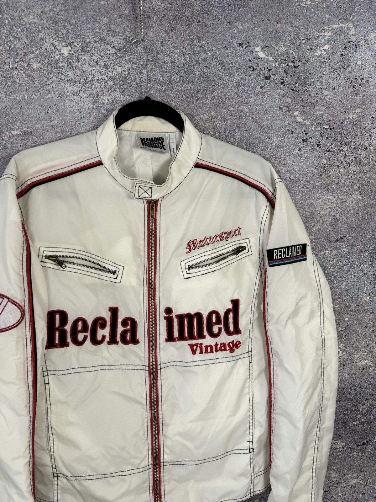 Vintage Reclaimed Vintage Biker Jacket Nylon White Men’s XS size Size US XS / EU 42 / 0 - 3 Thumbnail