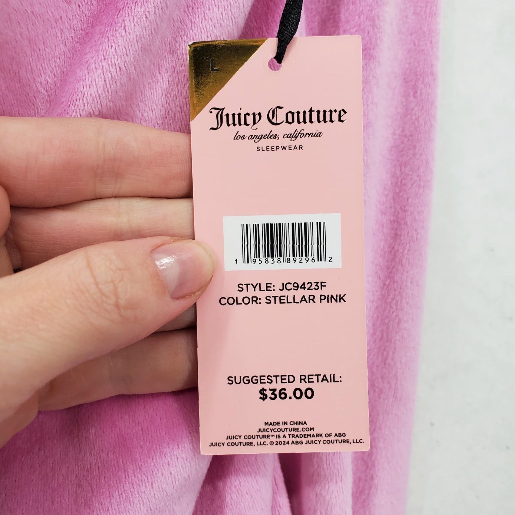 Juicy Couture Juicy Couture Womens Pants Large Pink Velour Sleepwear Rhinestone Back Y2K NWT Size 36" / US 14 / IT 50 - 7 Thumbnail