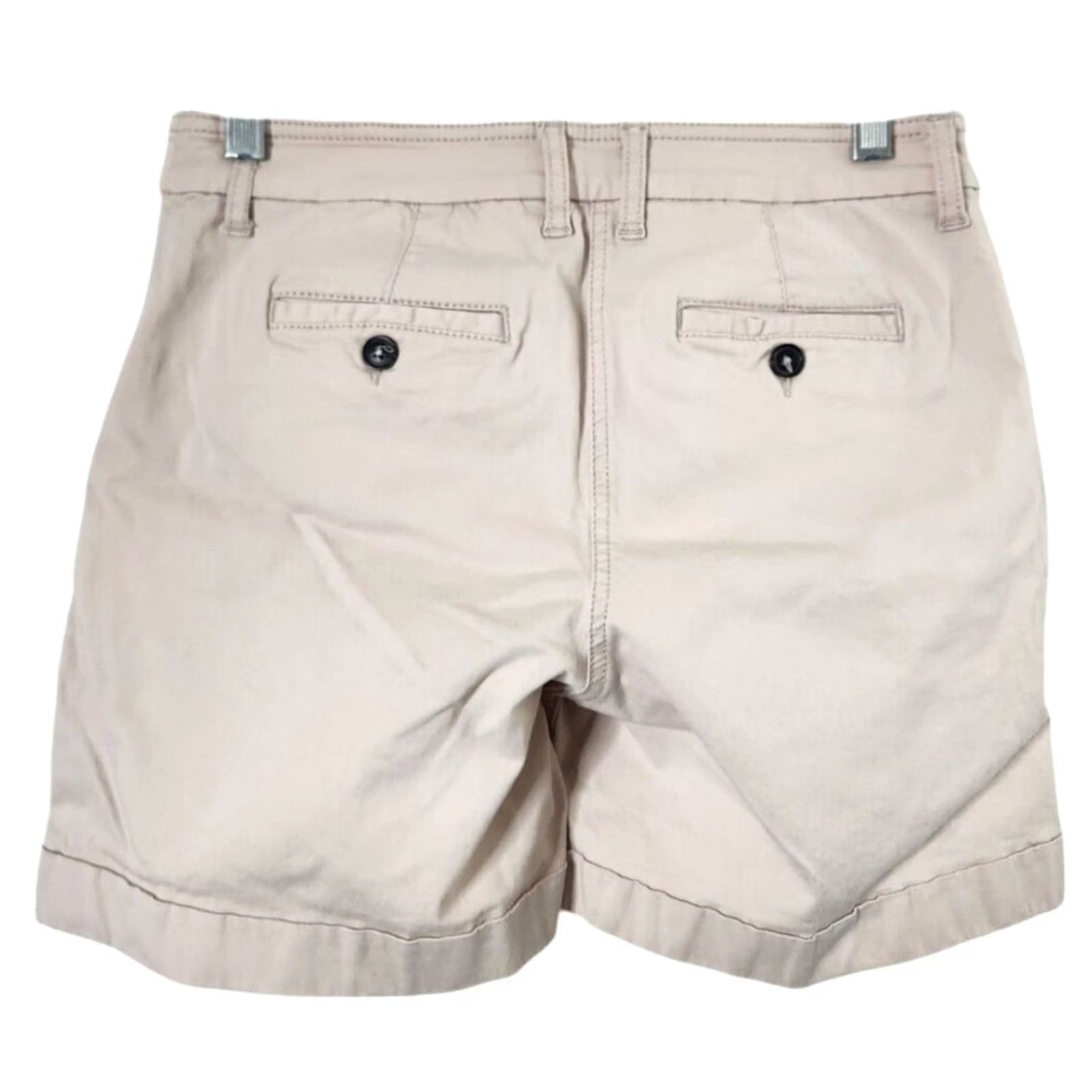 Boden Boden Shorts Womens 4 Chino Cuffed Belted Pockets Tan Beige 6" Inseam Cotton Front Zip Size 27" / US 4 / IT 40 - 2 Thumbnail