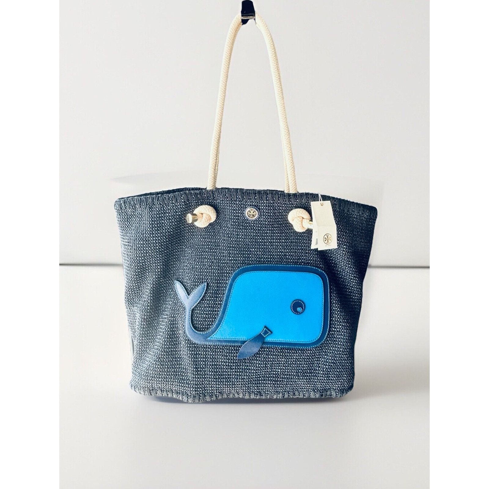 Tory Burch NWT Tory Burch Knotted Whale Tote Navy Blue Handbag Bag Rare Size ONE SIZE - 1 Thumbnail