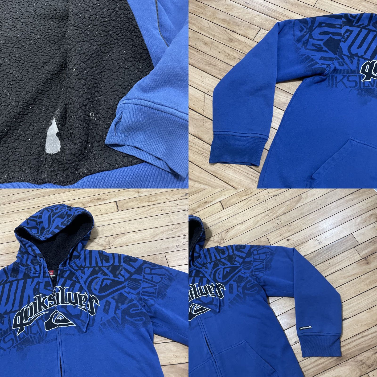 Quiksilver VINTAGE Quiksilver Hoodie Men L Blue Double Graphic Embroidered Zip Jacket Surf Skate Maxi AOP Rare Size US L / EU 52-54 / 3 - 10 Thumbnail