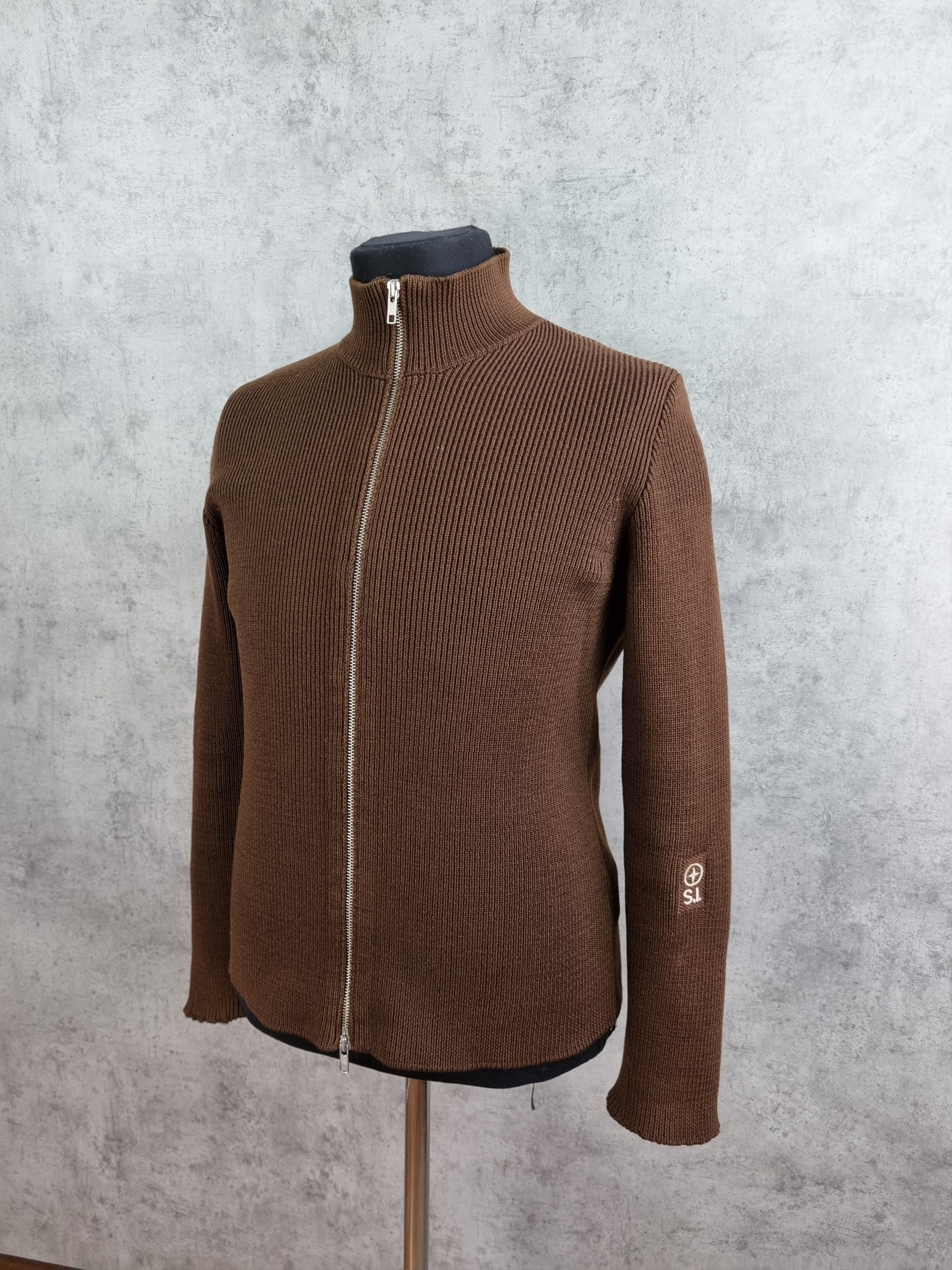 Stone Island × Vintage Wool Stone Island Embroidery zip up knitted sweater Size US M / EU 48-50 / 2 - 3 Thumbnail