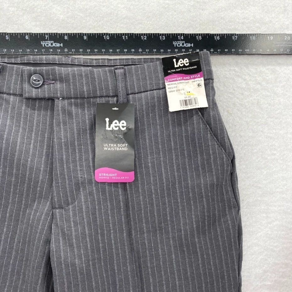 Lee Lee Pants Women's 8 Regular Fit Straight Gray Striped Stretch Mid Rise NWT Size 30" / US 8 / IT 44 - 6 Thumbnail