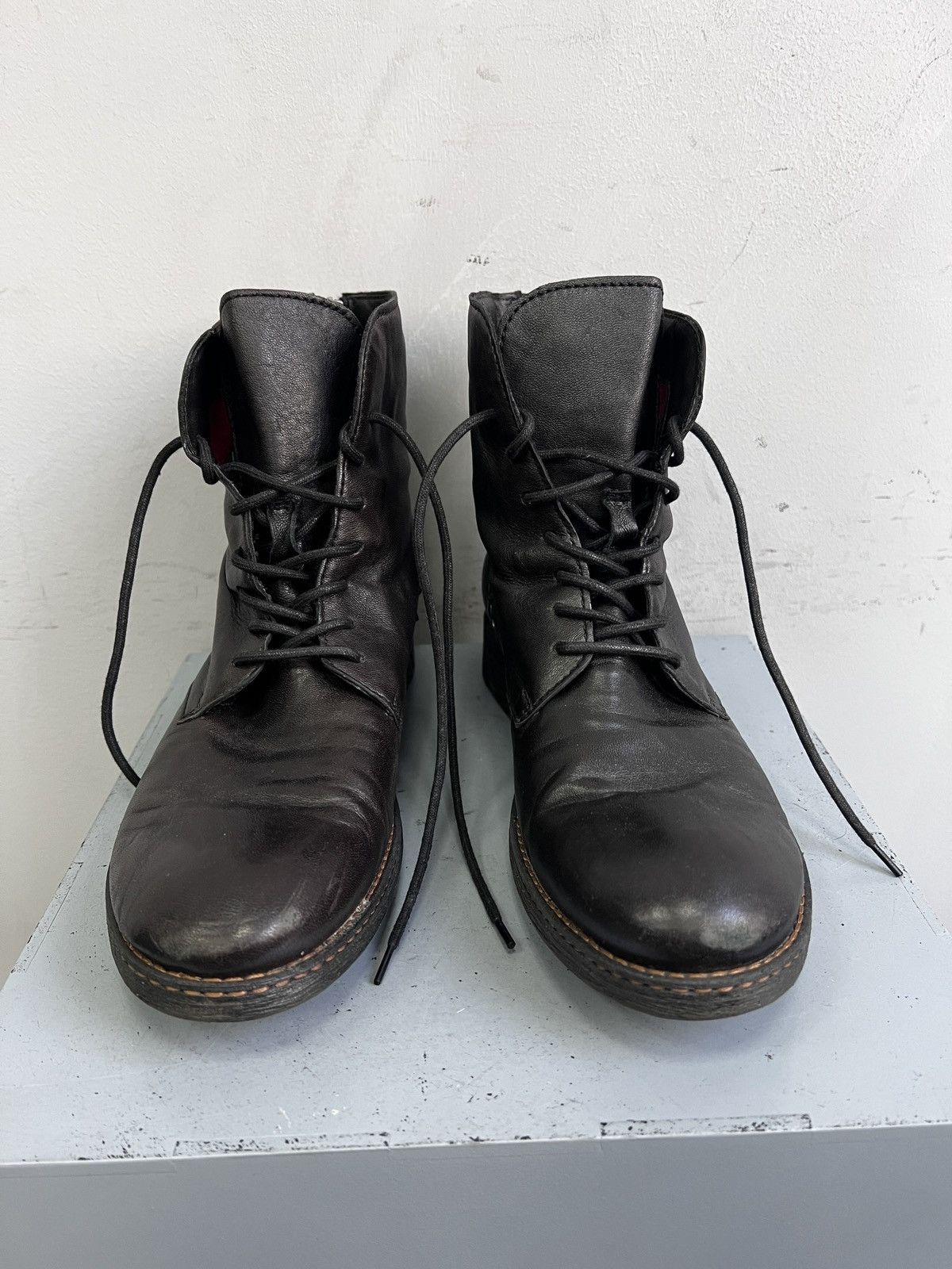 Hedi Slimane Lace-up black leather boots rock A.S 98 vintage style Size US 8 / EU 41 - 5 Thumbnail