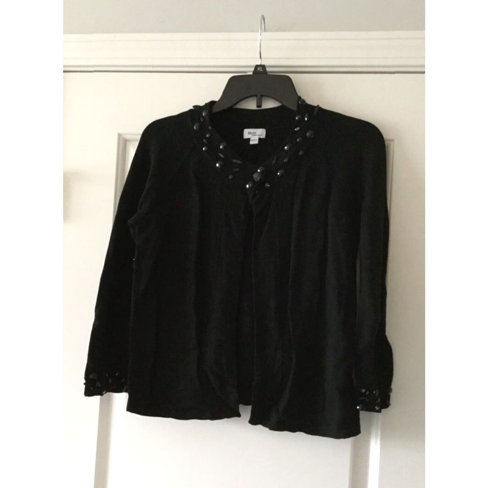 Vintage VINTAGE Mimi Maternity Sweater, Maternity Large Long Sleeve Black Pullover with Beaded Collar, Womens Size L / US 10 / IT 46 - 2 Thumbnail
