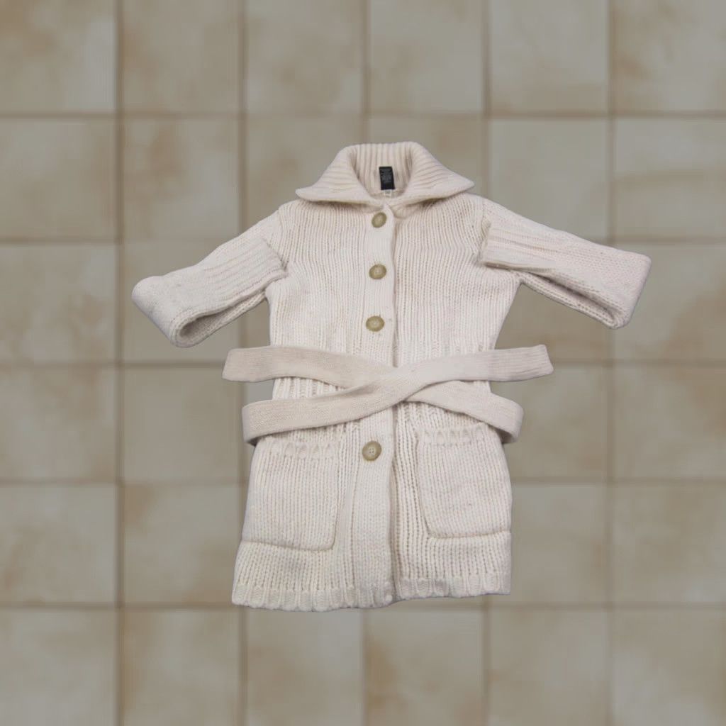 Gap VINTAGE Gap Sweater Cardigan Womens Small Creme Belted Wool Angora Y2K Ladies 90s Size S / US 4 / IT 40 - 1 Thumbnail
