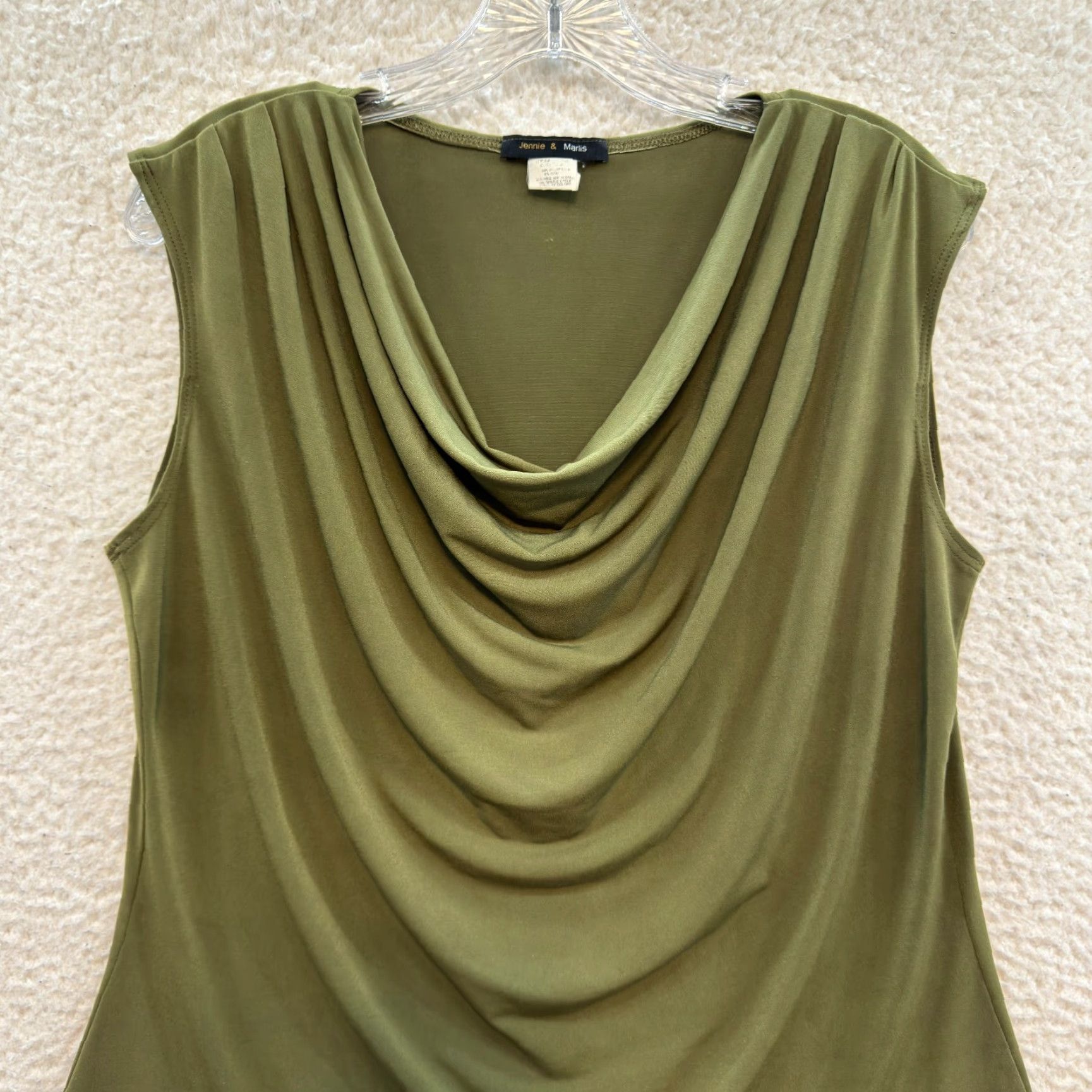Vintage VINTAGE 90s Y2K Top XL Green Slinky Stretch Cowl Neck Ruched Office Corporate Shirt Womens Size XL / US 12-14 / IT 48-50 - 3 Thumbnail