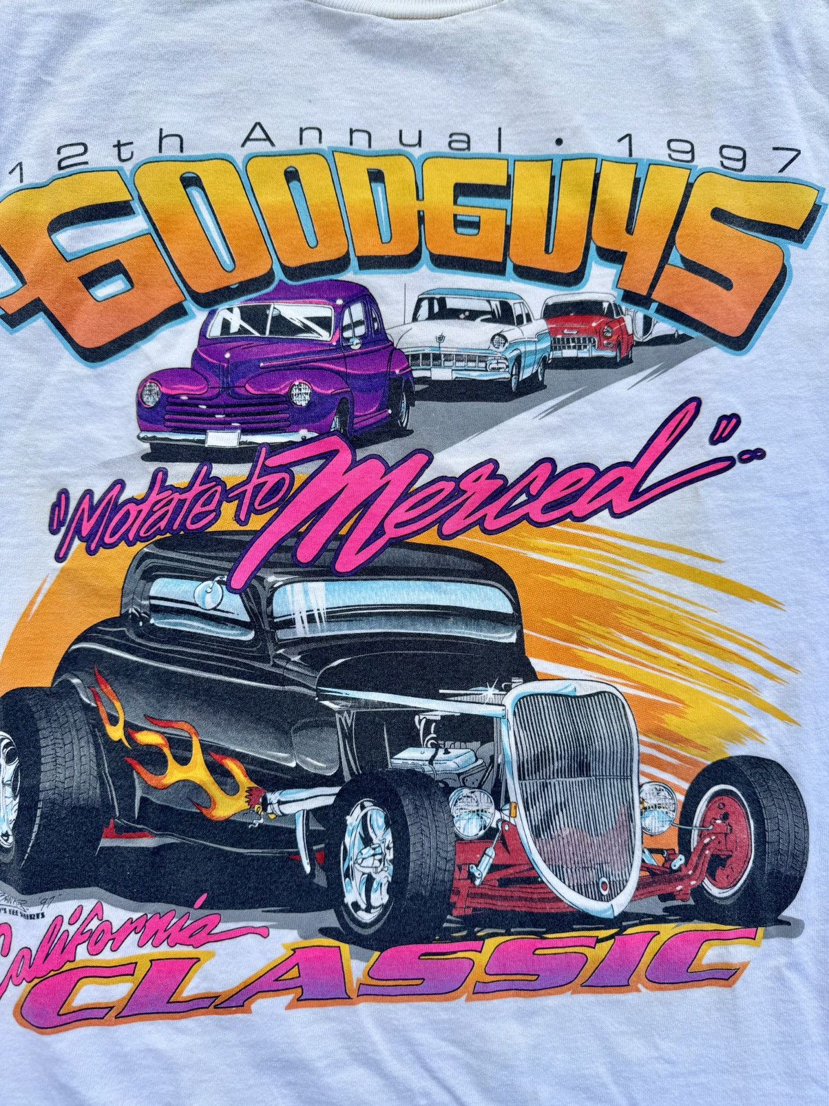 NASCAR × Vintage 1997 Vintage Hot Rod Car Show 90’s Neon Racing T-Shirt Size US M / EU 48-50 / 2 - 2 Thumbnail