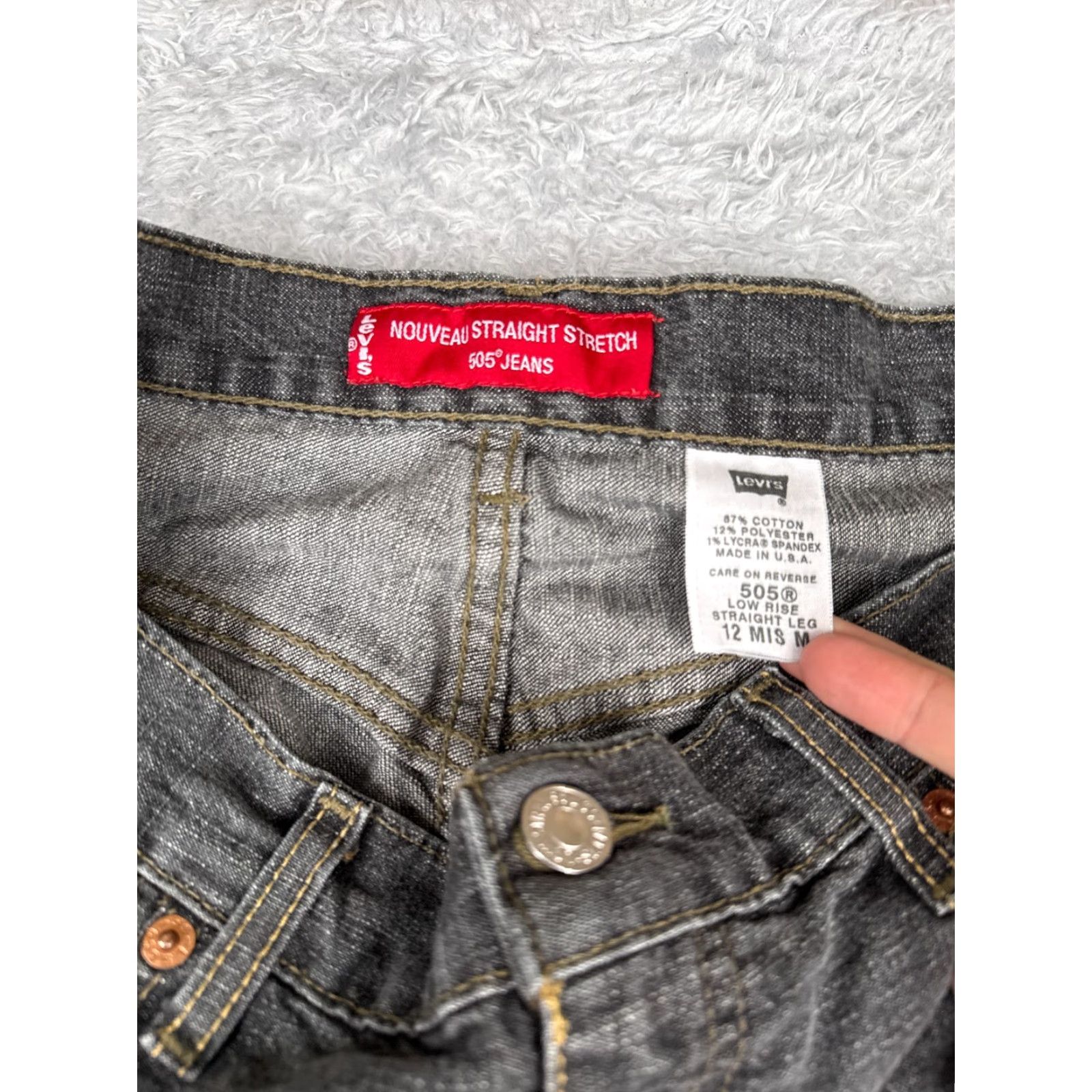 Levi's VINTAGE Levi's Jeans Womens 12 Black Denim 505 Nouveau Straight Leg Stretch 32x32 Jeans Womens 505 Straight Leg Jeans Black 32x32 Mens Womens Size 34" / US 12 / IT 48 - 6 Thumbnail