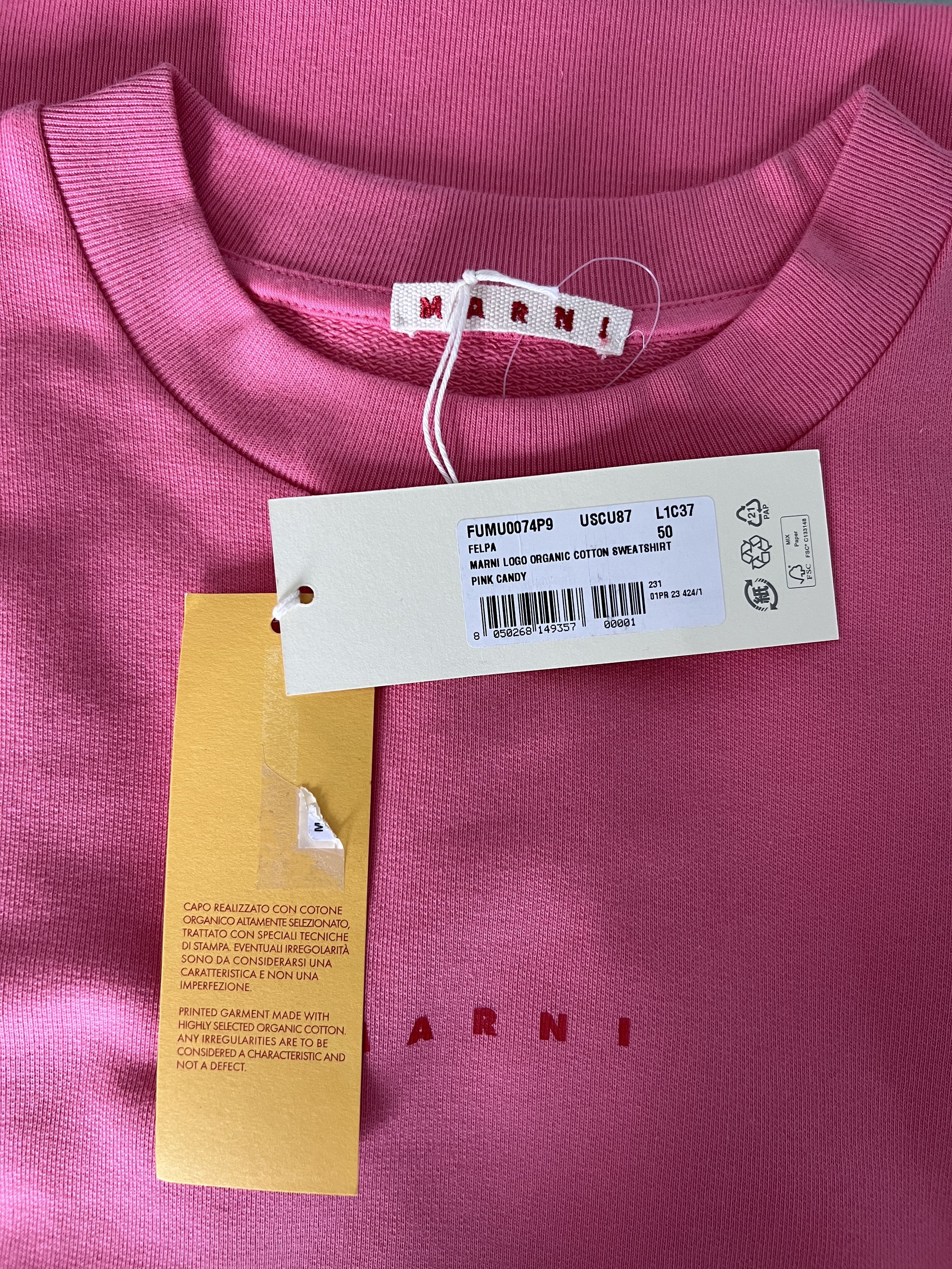 Marni Marni Logo Cotton Sweatshirt in Pink Candy Size US M / EU 48-50 / 2 - 5 Thumbnail