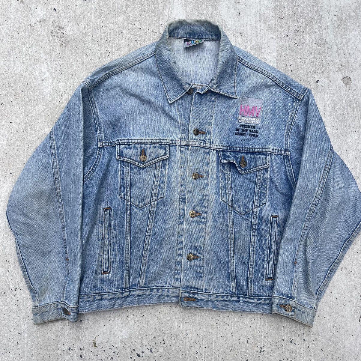 Vintage Vintage 1994 HMV RECORD STORES Jean Jacket Size US M / EU 48-50 / 2 - 1 Thumbnail