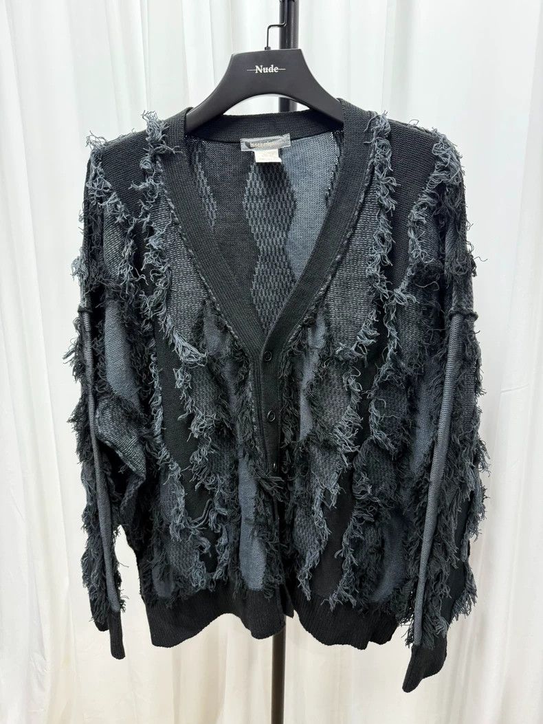 Issey Miyake Issey Miyake Black pen period fur striped cardigan Size S / US 4 / IT 40 - 1 Thumbnail