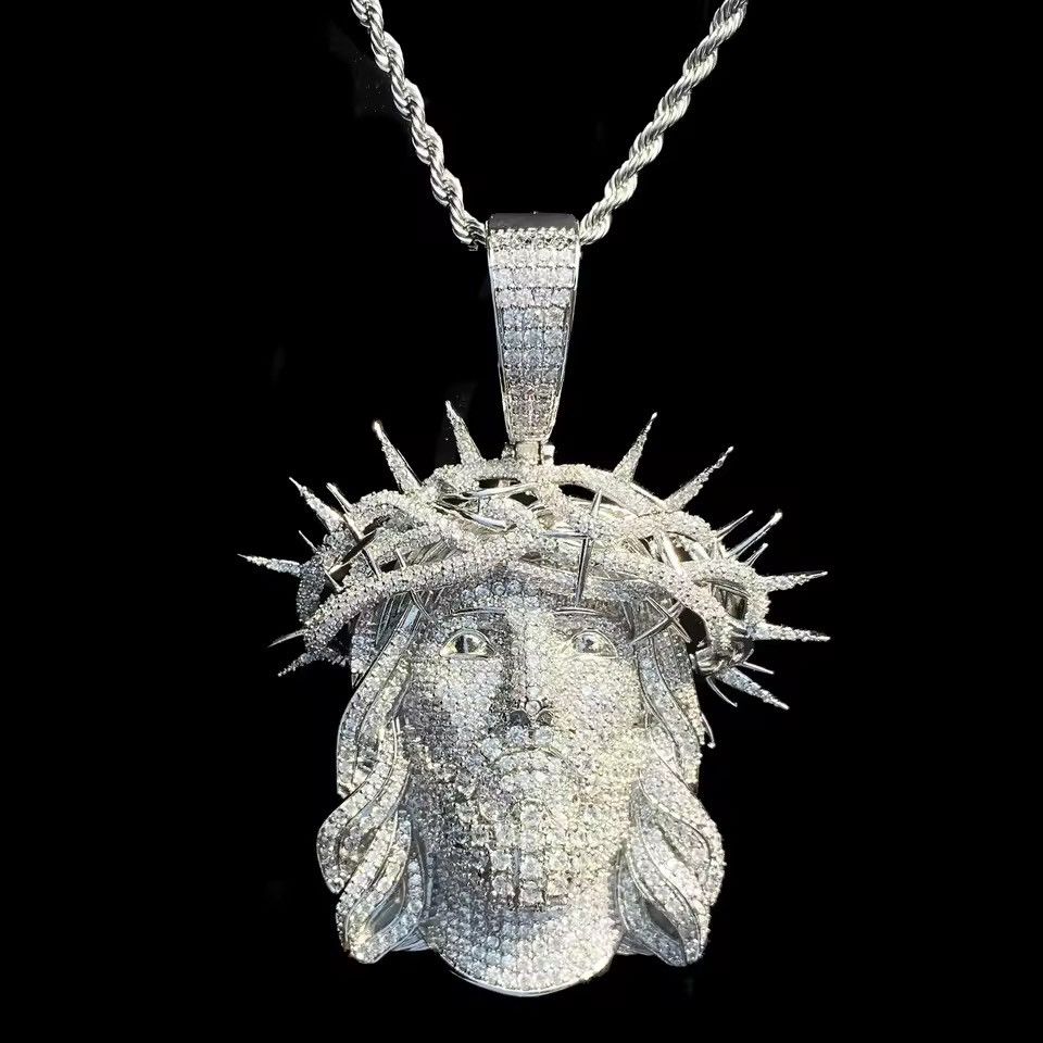 Jewelry Iced Out Ratten Jesus Necklace Pendant 60 cm Chain Size ONE SIZE - 1 Thumbnail