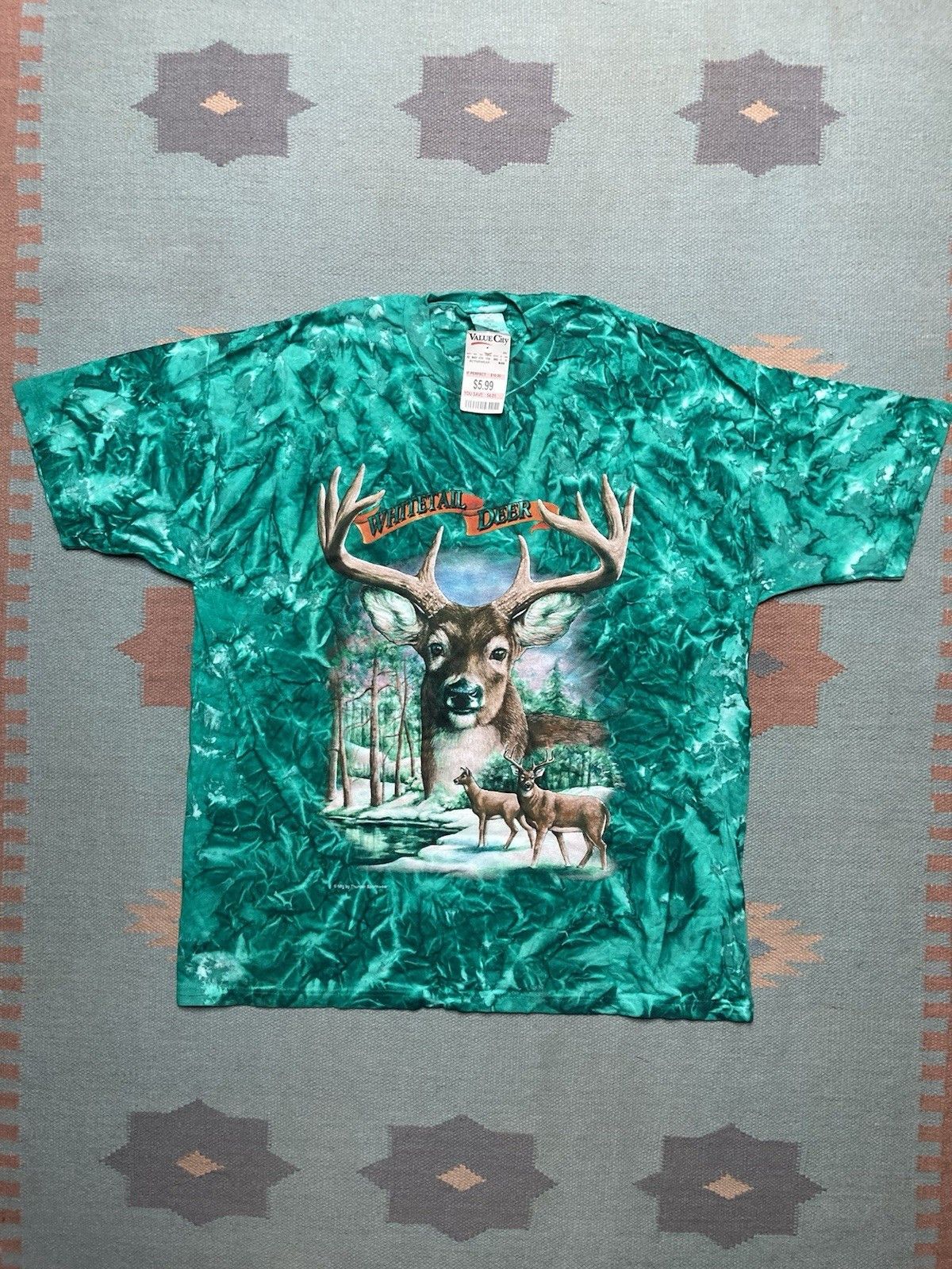 Vintage Vtg t shirt whitetail deer tie dye animal hunti DEADSTOCK XL Size US XL / EU 56 / 4 - 1 Thumbnail