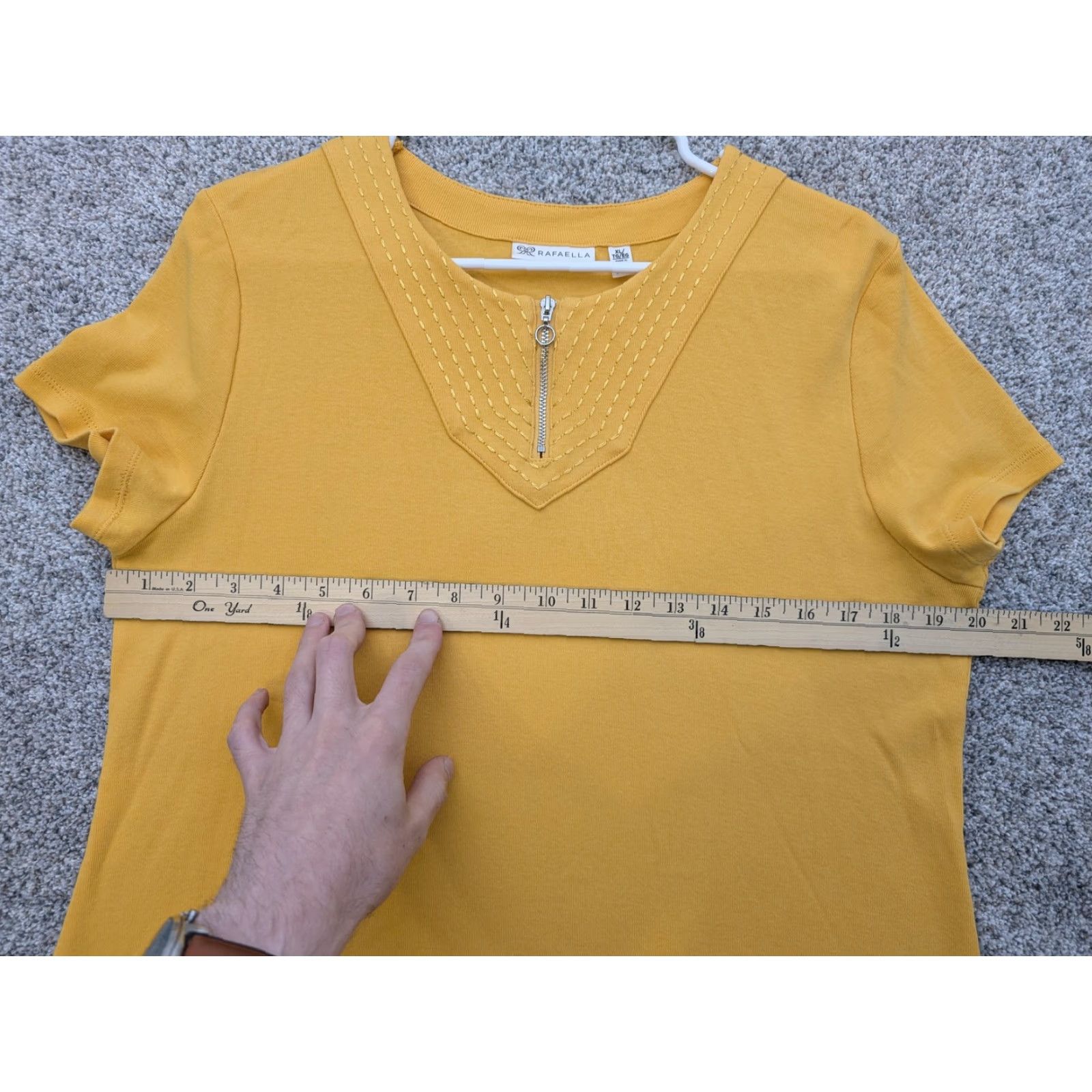 Vintage Rafaella Dress Womens XL Yellow Short Sleeve Cotton Zip Neck Casual Pullover Size XL / US 12-14 / IT 48-50 - 3 Thumbnail