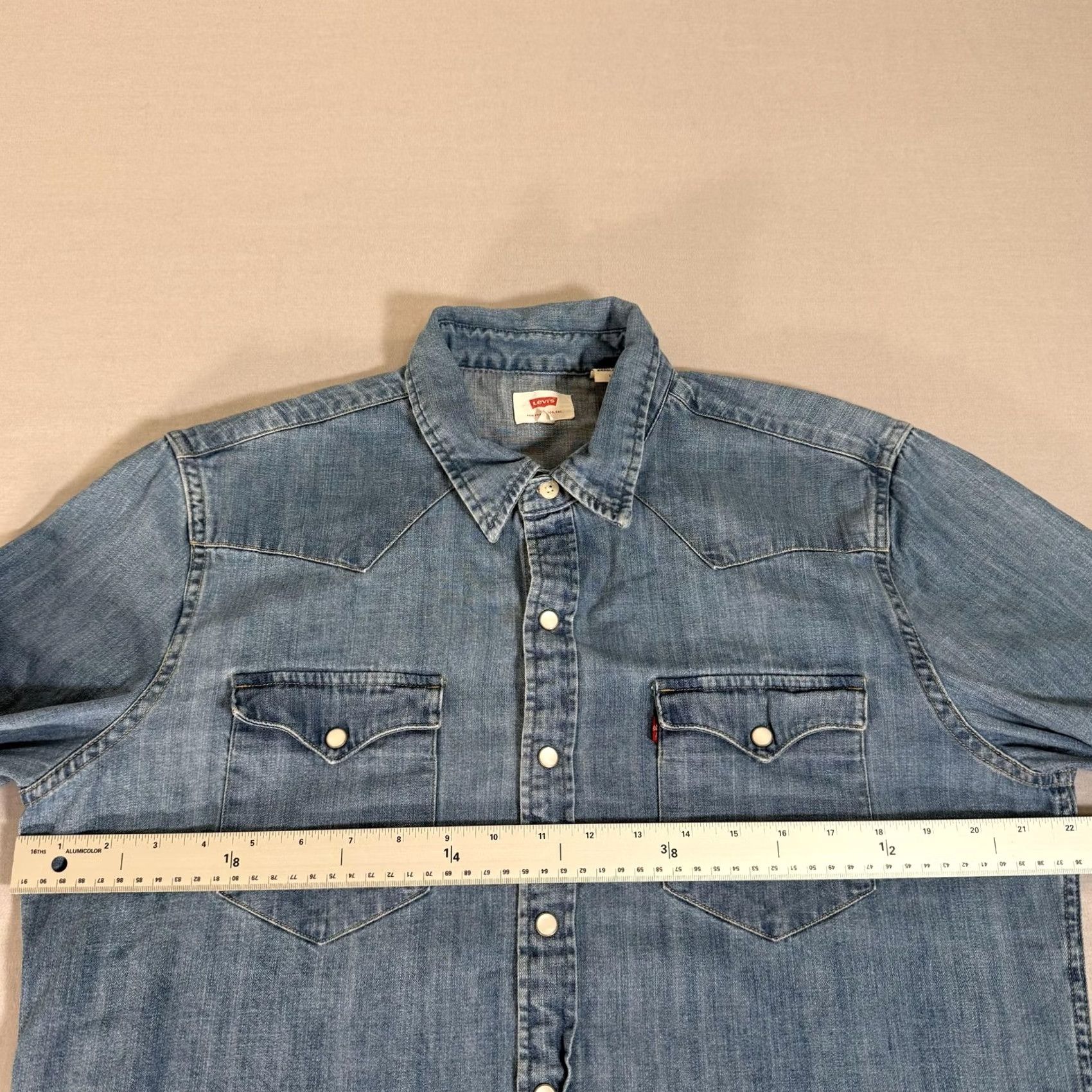 Levi's Levi's Shirt Mens Large Blue Denim Pearl Snap Western Cowboy Cotton Workwear Size US L / EU 52-54 / 3 - 5 Thumbnail