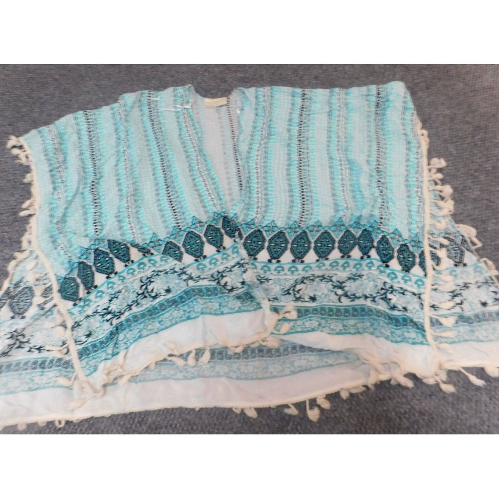 Vintage Bobbie Brooks Womens Sweater Cape One Size blue Regular Knit Caped Sleeveless Crew Neck Pullover Acrylic Modern Pattern Solid Size ONE SIZE - 2 Thumbnail