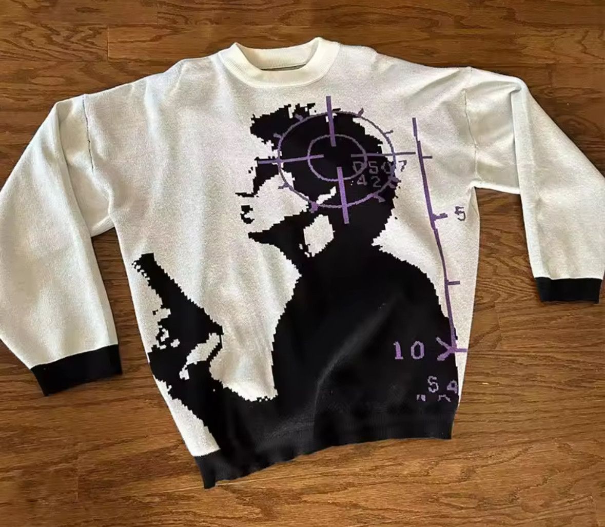 Other Retro Y2K Headshot Gun Jacquard Pullover Knit Sweater Size US M / EU 48-50 / 2 - 1 Thumbnail