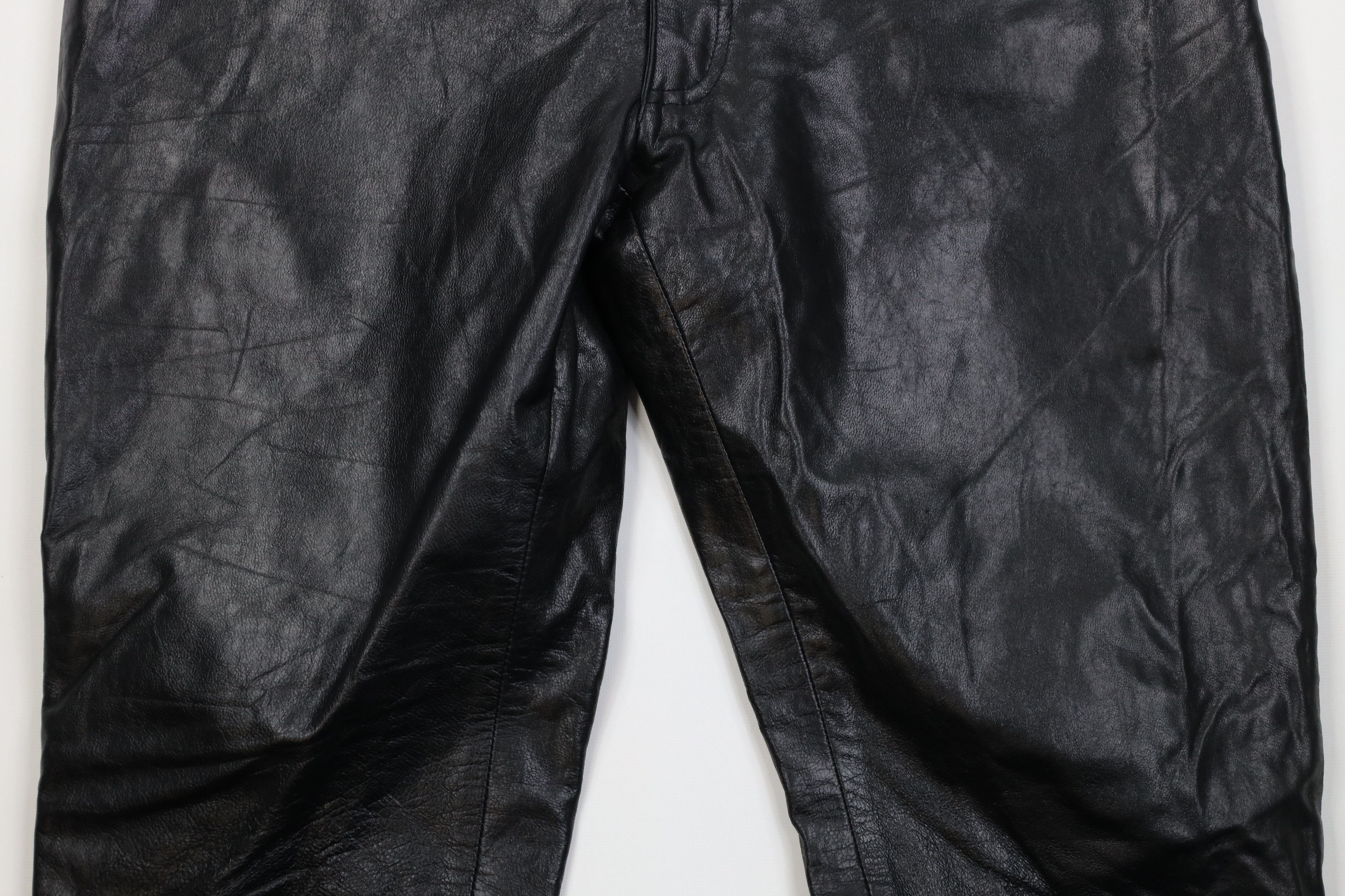 Vintage Vintage 90s Streetwear Flared Wide Leg Leather Pants Size 36" / US 14 / IT 50 - 3 Thumbnail