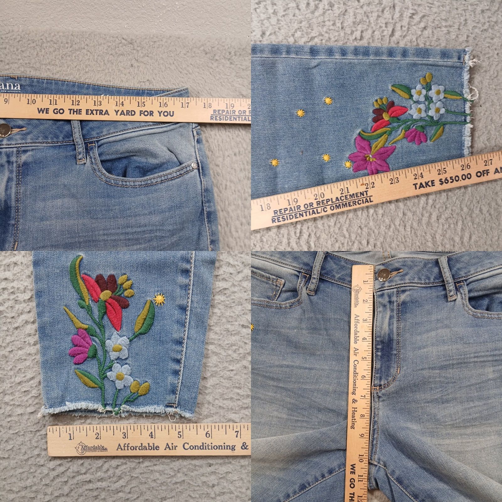 Vintage VINTAGE a.n.a Floral Embroidered Jegging Jeans Women 14 Light Wash Raw Hem Boho EUC Size 36" / US 14 / IT 50 - 9 Thumbnail