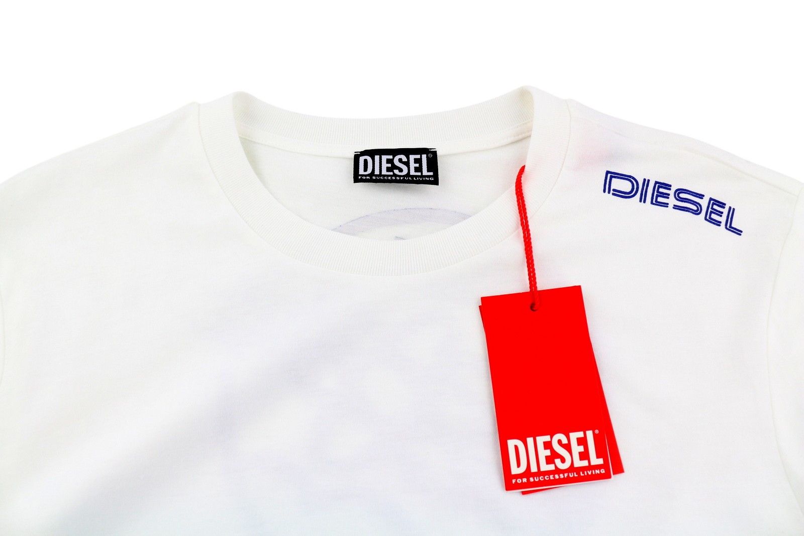 Diesel T-JUST-LS-E6 L White Crew Logo T-Shirt 41152 Size US L / EU 52-54 / 3 - 4 Thumbnail