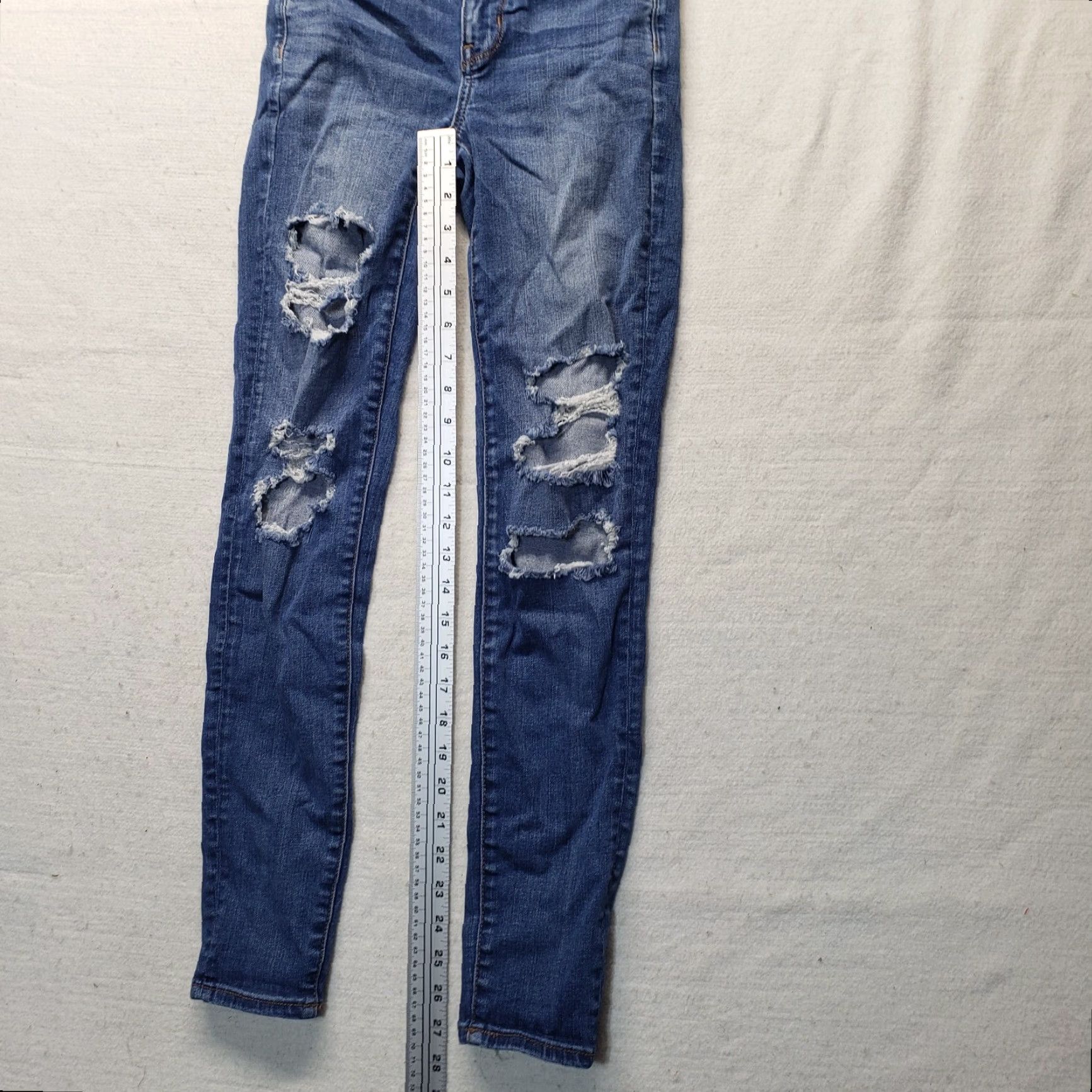 American Eagle Outfitters American Eagle Next Level Jegging Mid Rise Stretch Distressed 4 Adult Women's Size 27" / US 4 / IT 40 - 7 Thumbnail