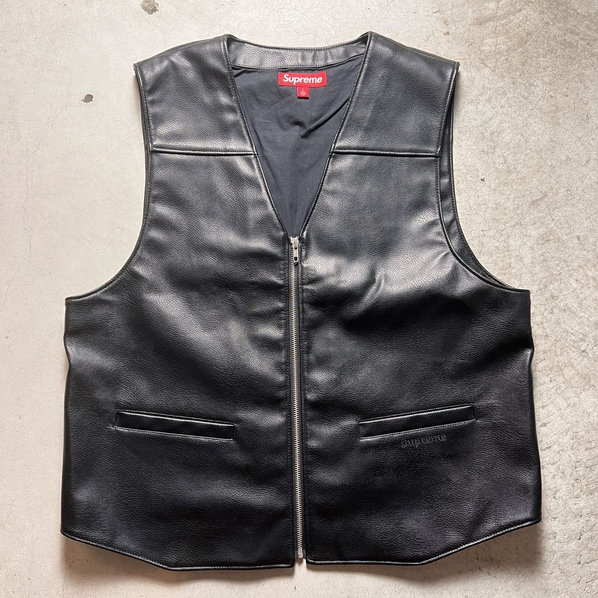 Supreme Supreme Leather Cargo Vest Black L | Grailed