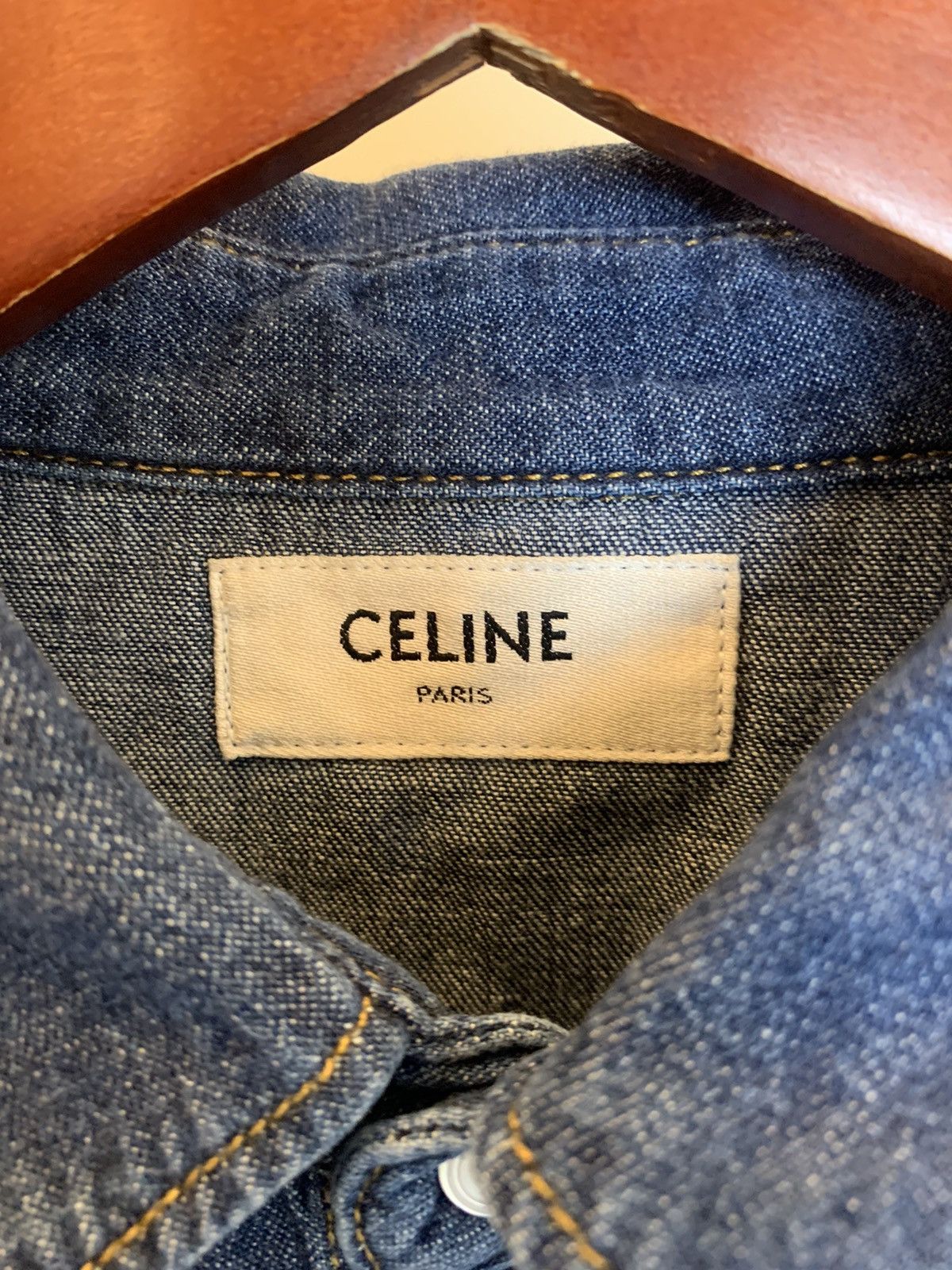 Celine × Hedi Slimane Celine By Hedi Slimane Blue Denim Button Up Shirt Size US L / EU 52-54 / 3 - 4 Thumbnail