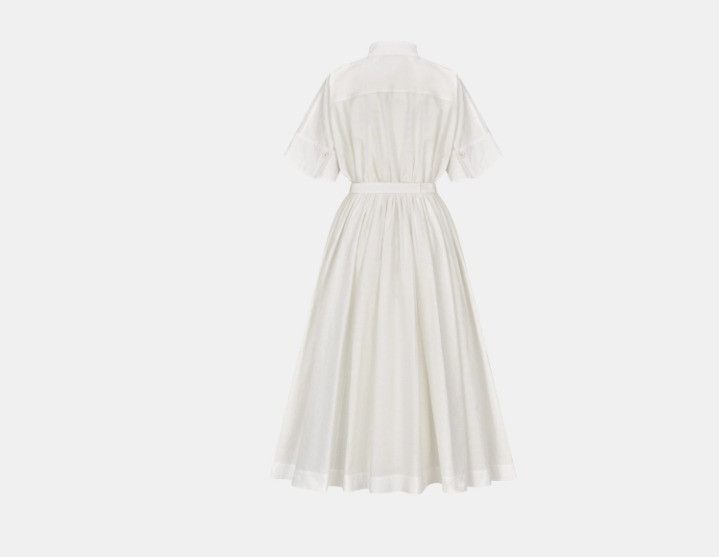 Dior o1w1db10325 411R5 Belted Midi Dress in White Size XL / US 12-14 / IT 48-50 - 2 Thumbnail