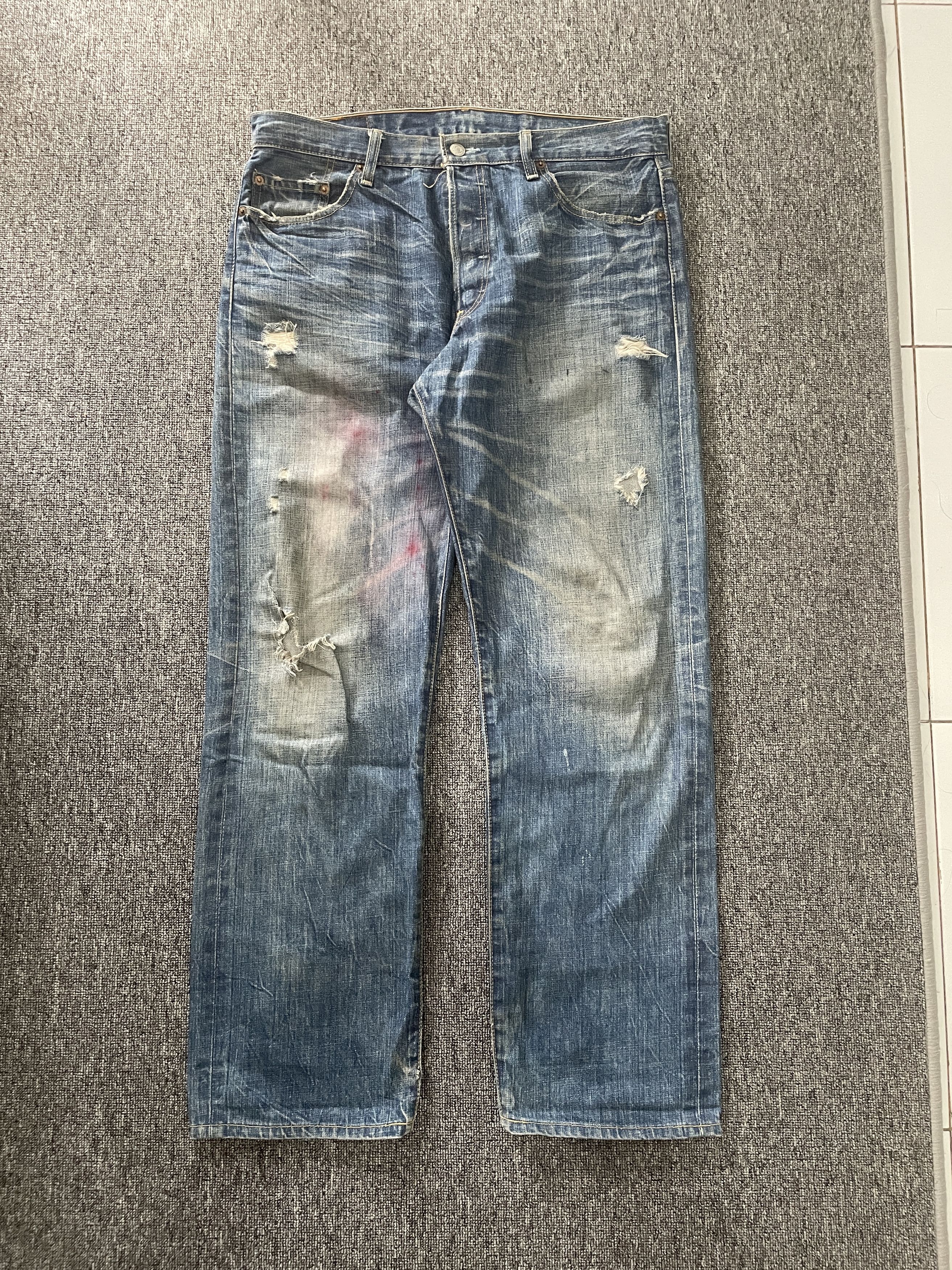 Levi's 00s Levis 501 Jeans W34 Distressed Faded Button Fly Denim Size US 34 / EU 50 - 1 Thumbnail