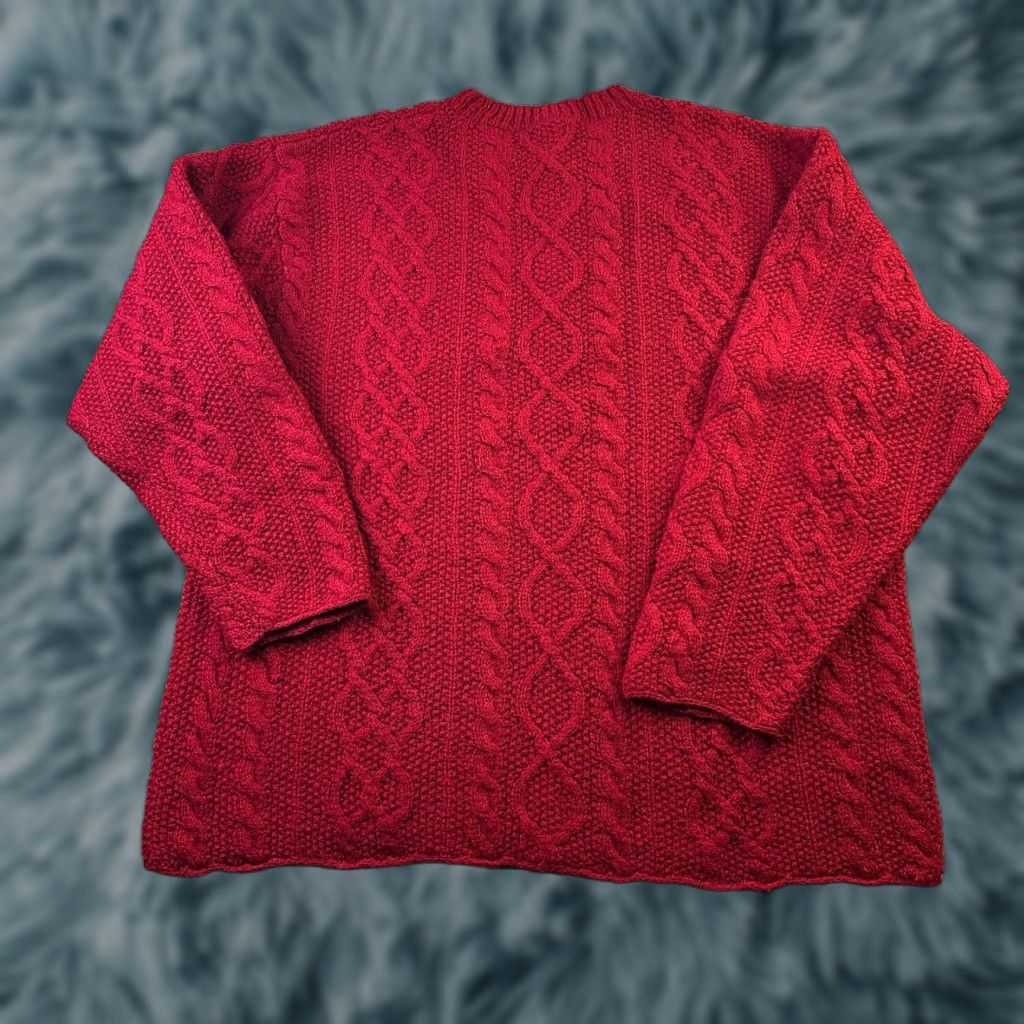 J.Crew VINTAGE J. CREW Sweater Mens XL Red Wool Cable-Knit Crew Neck Fisherman Pullover Knit Size US XL / EU 56 / 4 - 1 Thumbnail