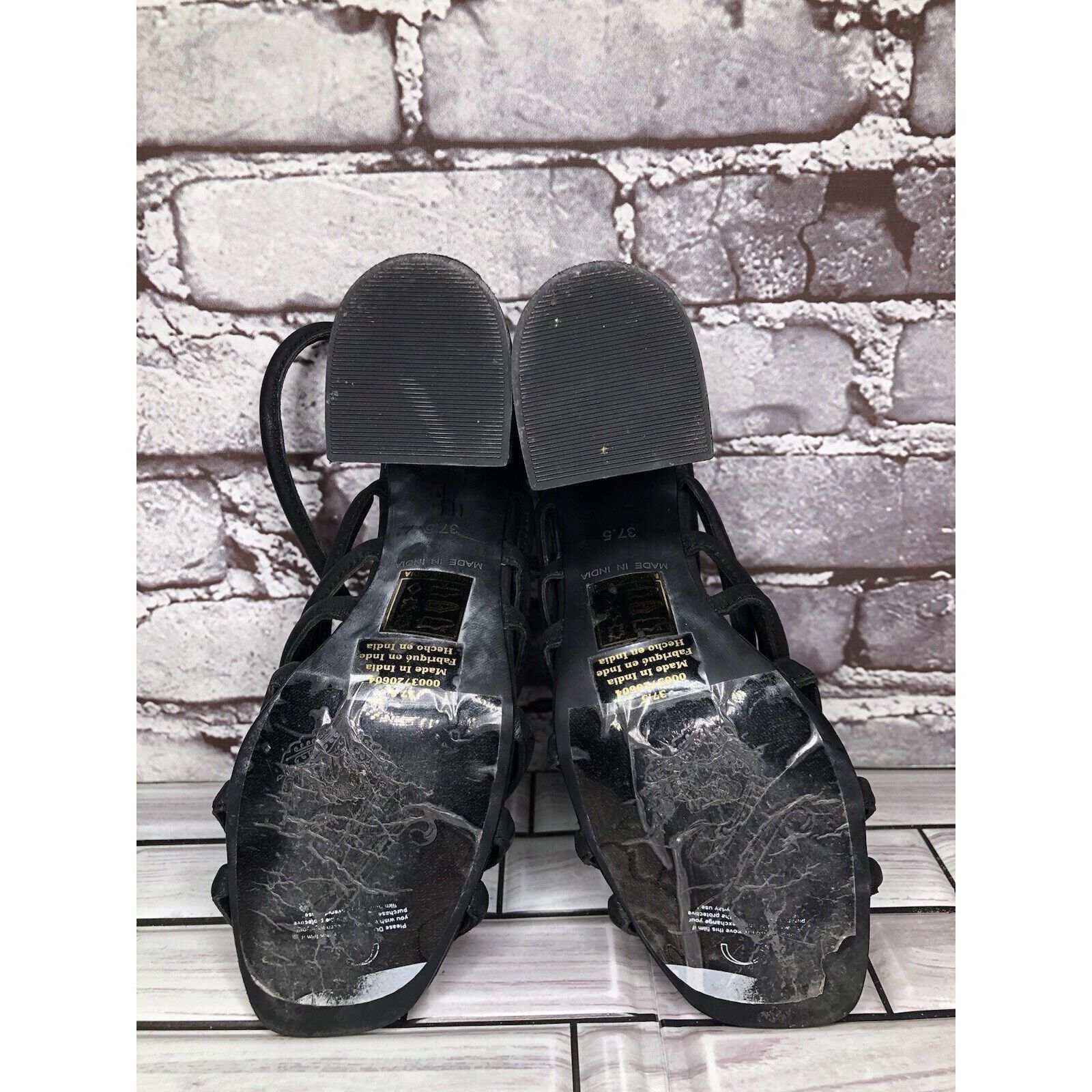 Free People Free People Black Leather Cuban Heel Cage Strappy Sandals Wo Size US 7 / IT 37 - 8 Thumbnail