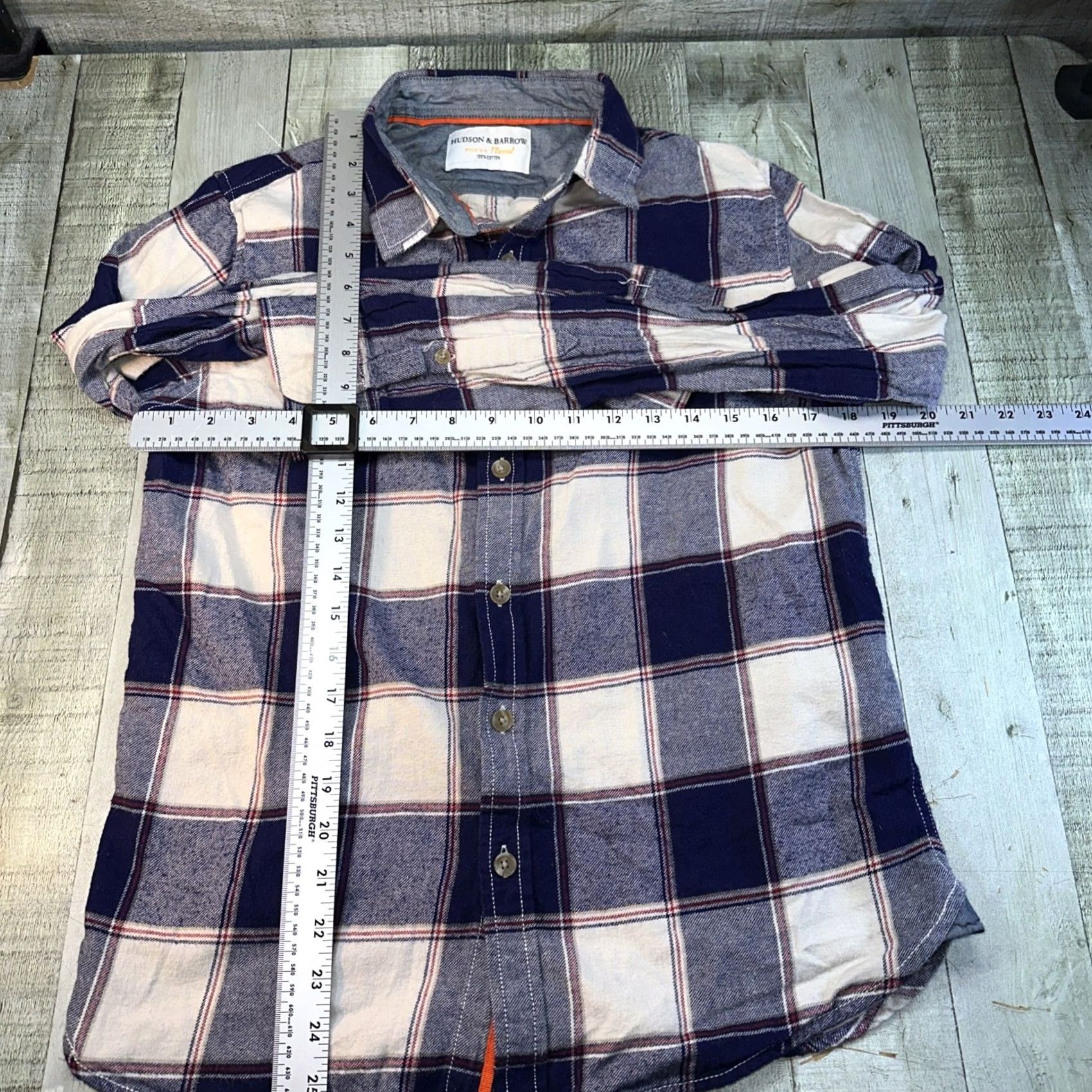 Hudson VINTAGE Hudson & Barrow Mountain Flannel Shirt S Men Blue Cream 100% Cotton Long Sleeve Button-Up Regular Size Small Size US S / EU 44-46 / 1 - 3 Thumbnail
