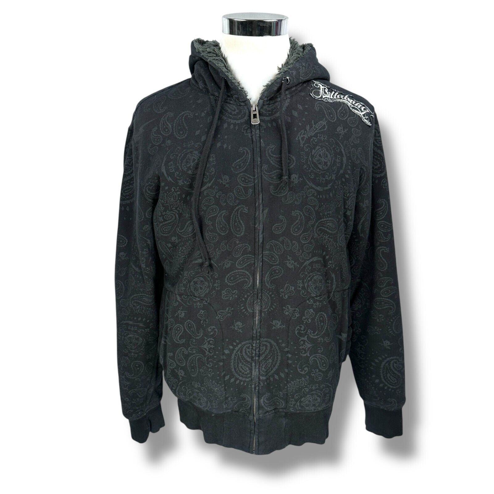 Billabong Billabong Hoodie Men’s XL Black Skull Paisley AOP Zip Y2K Size US XL / EU 56 / 4 - 1 Thumbnail