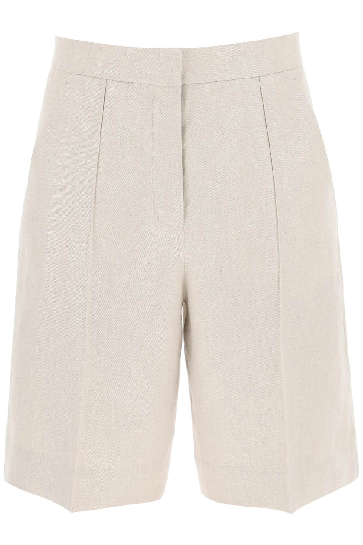 image of Agnona Linen Twill Shorts in Sand, Women's (Size 28)