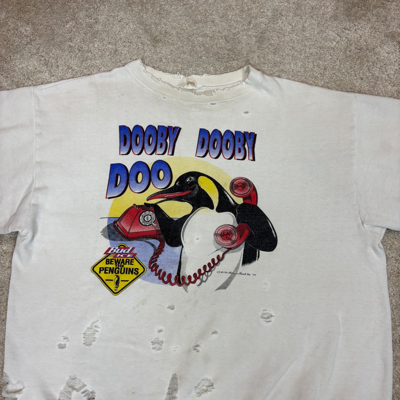 Vintage VTG 90s Bud Ice Penguin Dooby Doo Distressed Sweatshirt XL Size US XL / EU 56 / 4 - 2 Thumbnail