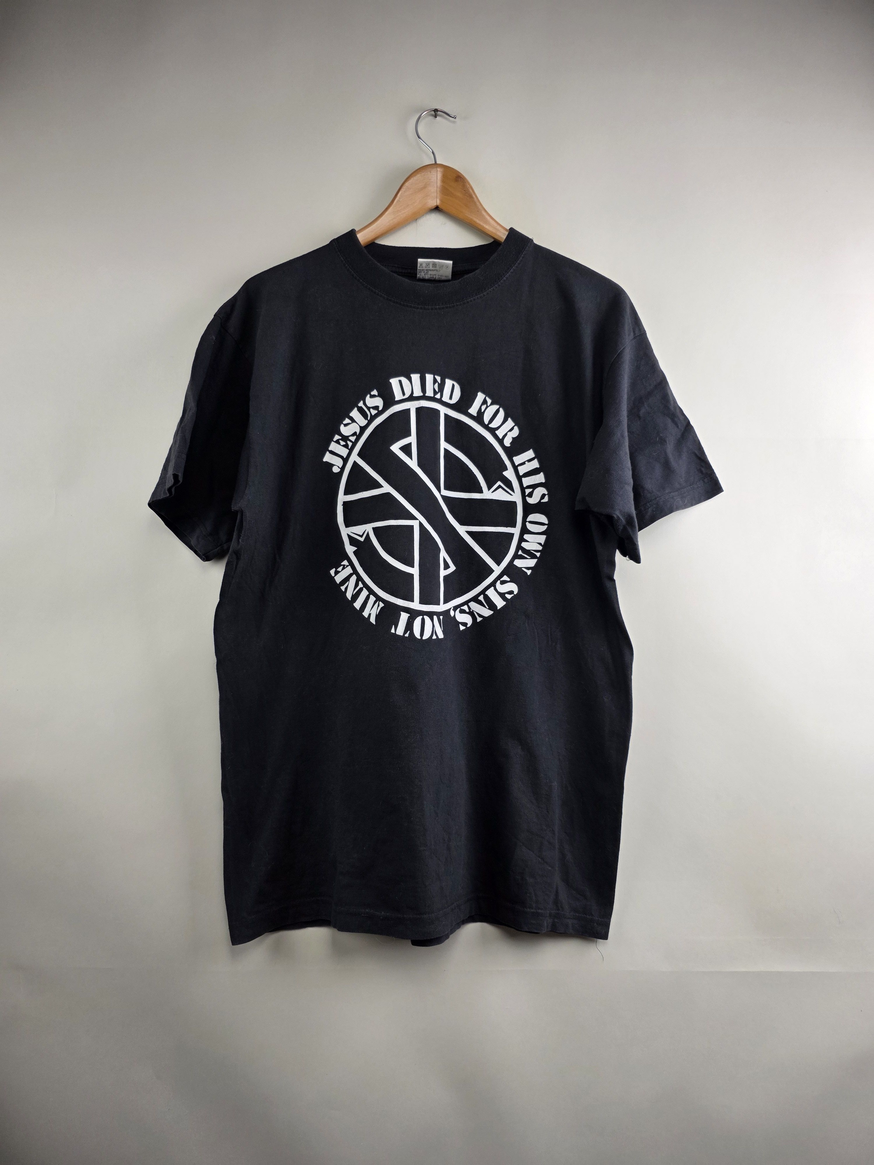 Band Tees × Vintage 90s Crass Jesus died for his own sins Punk tee L 21" 30" Size US L / EU 52-54 / 3 - 1 Thumbnail