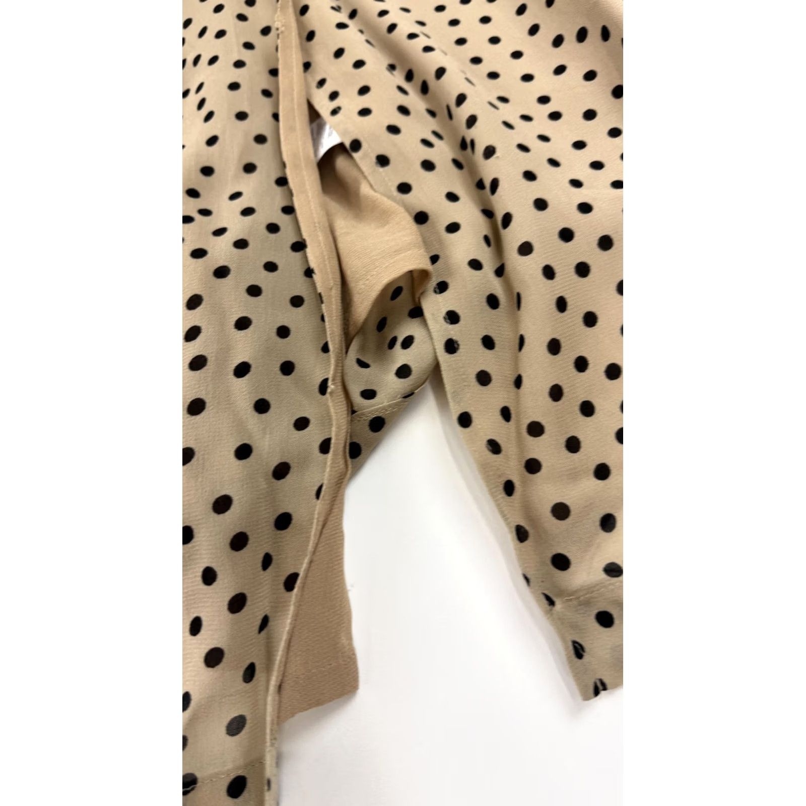 Ganni Ganni Dress Womens 34 Beige Black Polka Dot Slip Spaghetti Strap V Neck Flowy Maxi Size XXS / US 00 / IT 34 - 3 Thumbnail