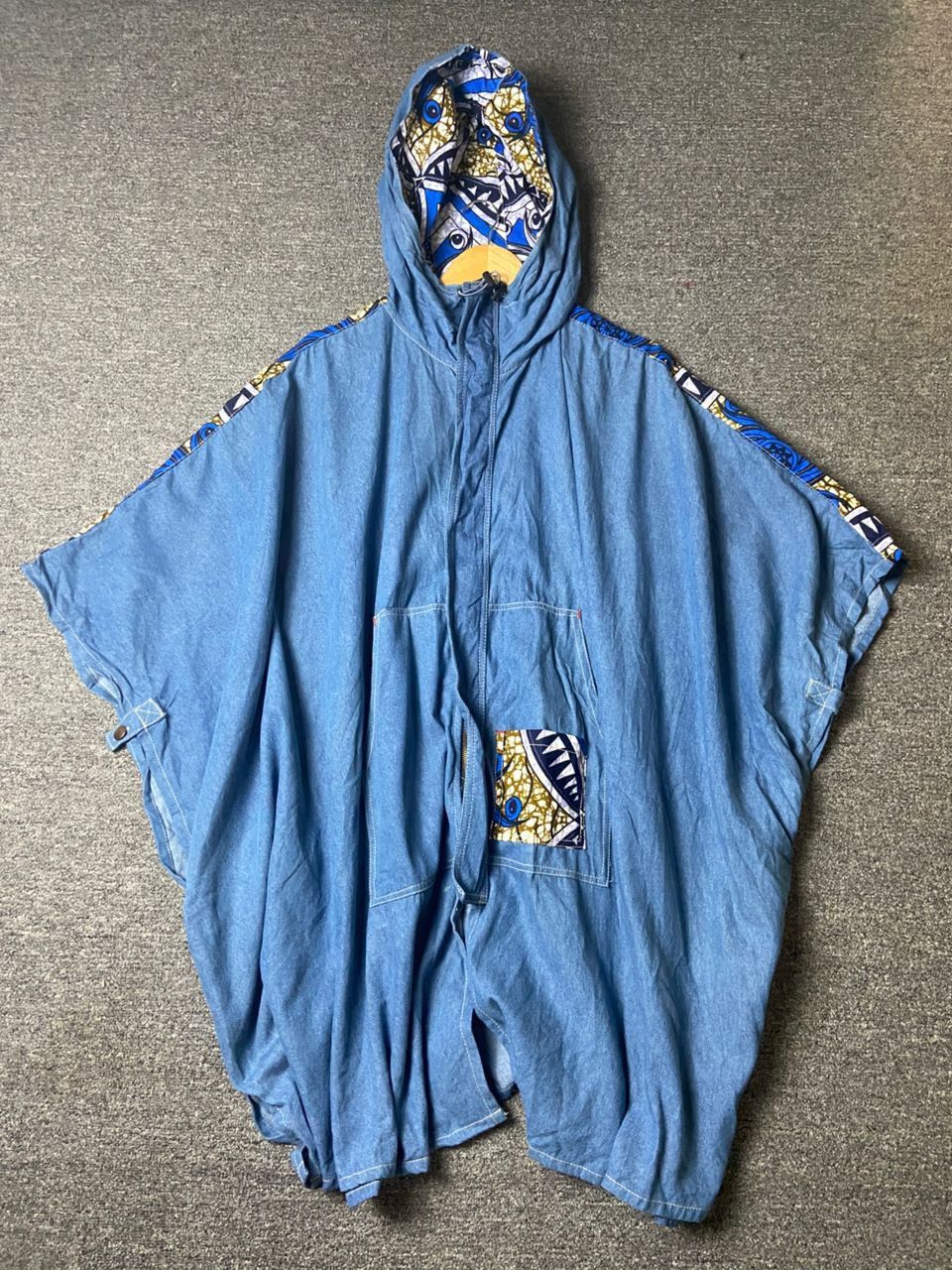 Japanese Brand Amina Brand Denim Ponco With Hood (177) Size US XXL / EU 58 / 5 - 1 Thumbnail